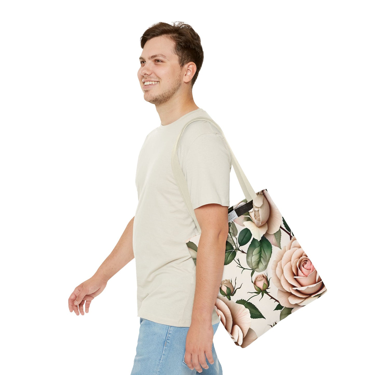 Watercolor Large Pink Roses Tote Bag