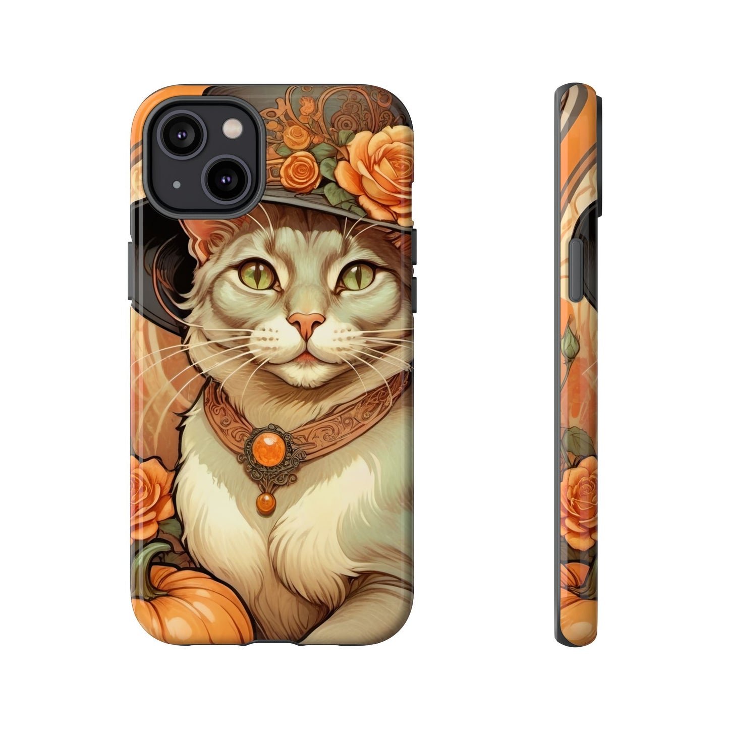 Halloween Alphonse Mucha Tough Phone Cases (A gentleman cat)