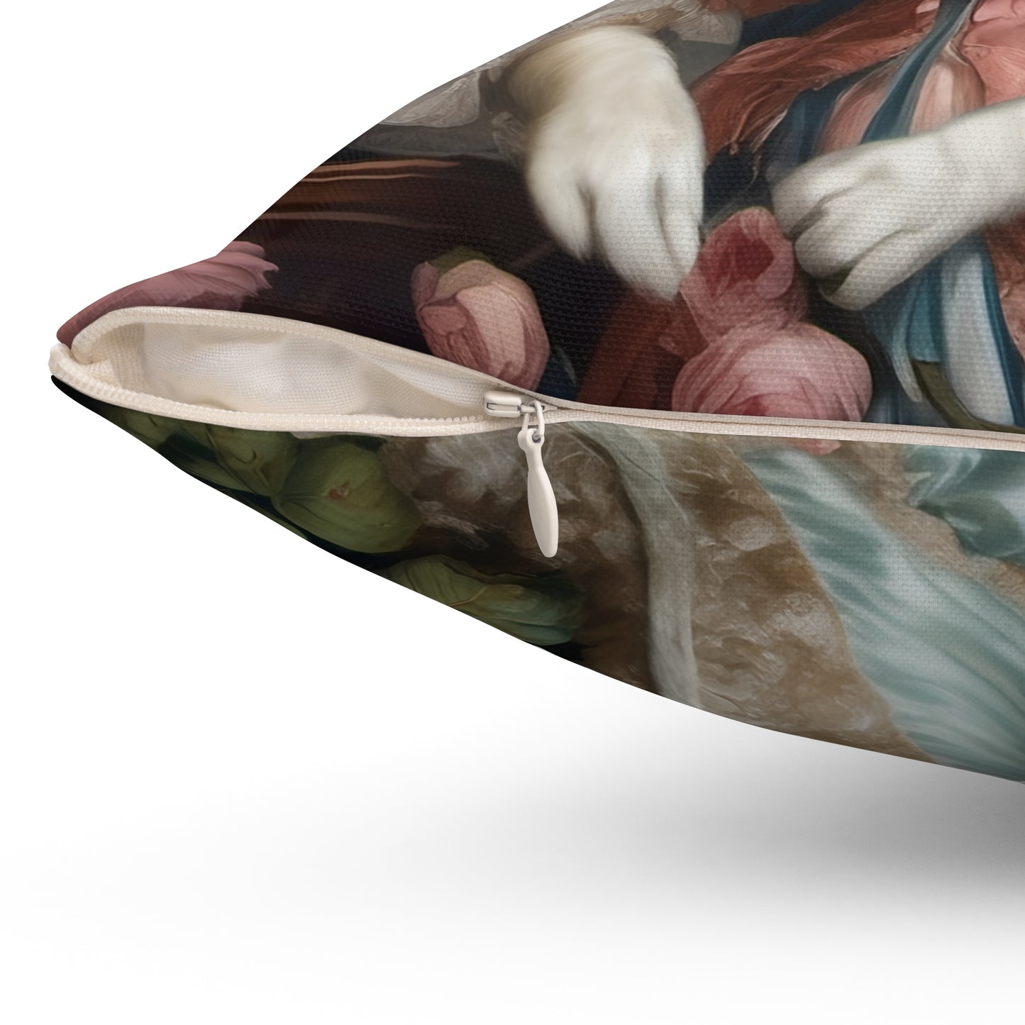 Rococo Cat Square Pillow (A Lady)