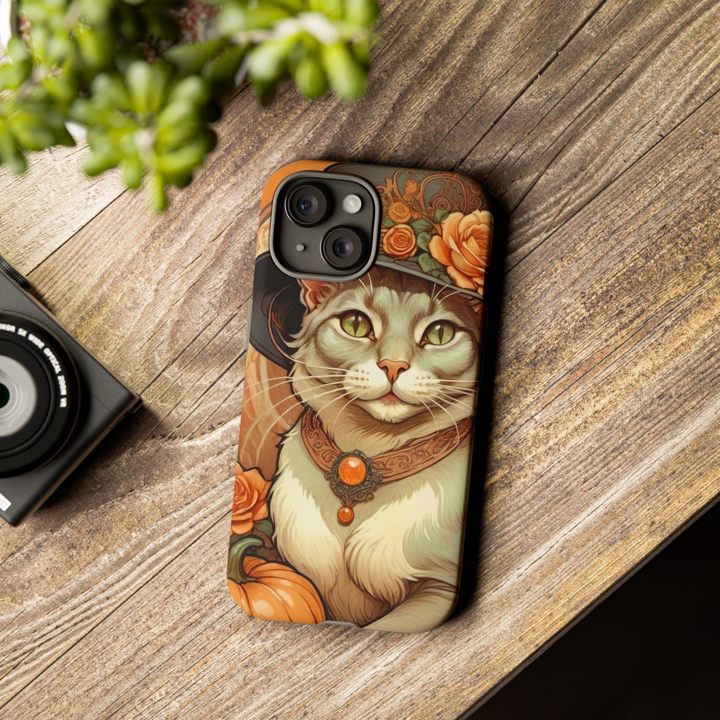 Halloween Alphonse Mucha Tough Phone Cases (A gentleman cat)