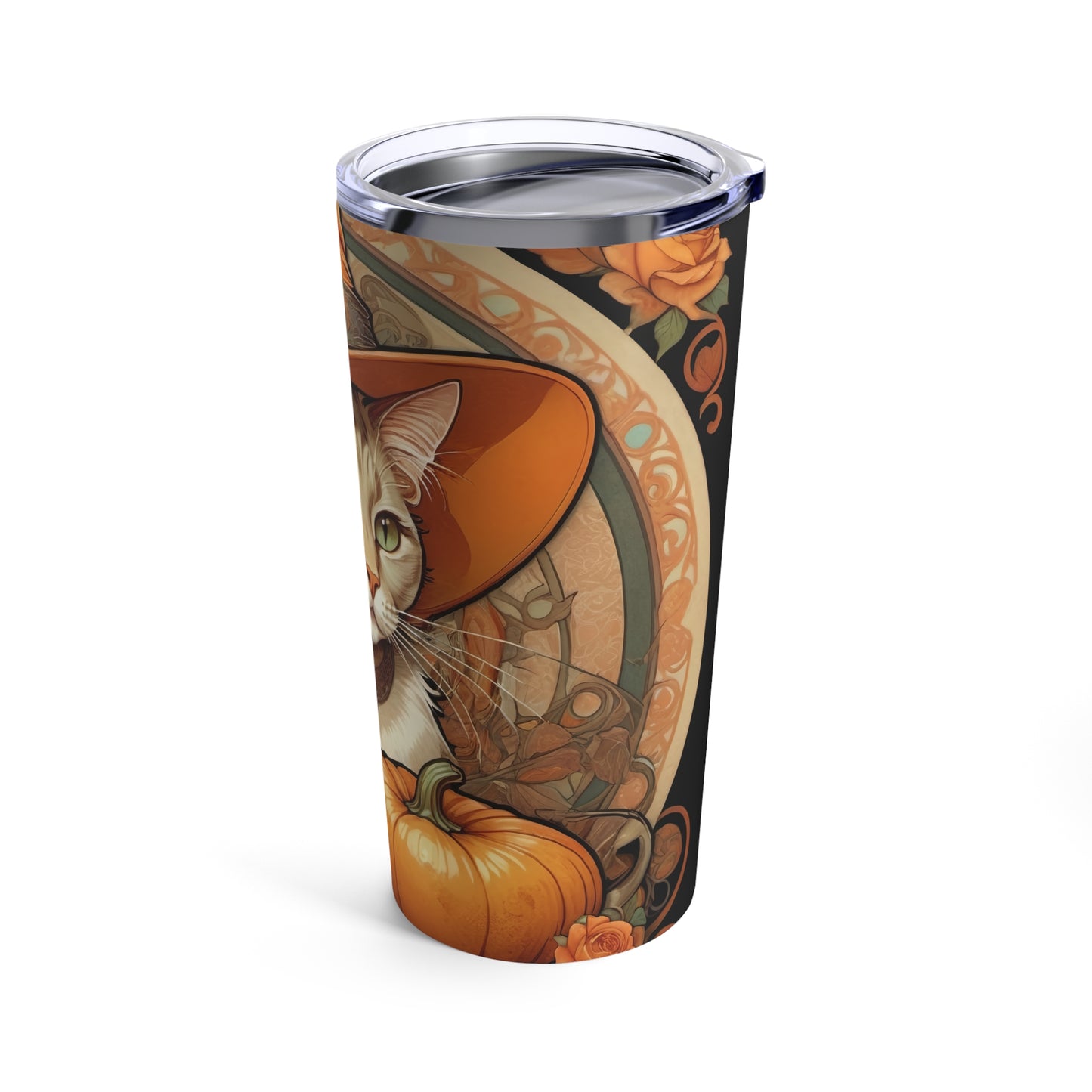 Halloween Art Nouveau Cat Tumbler 20oz Black