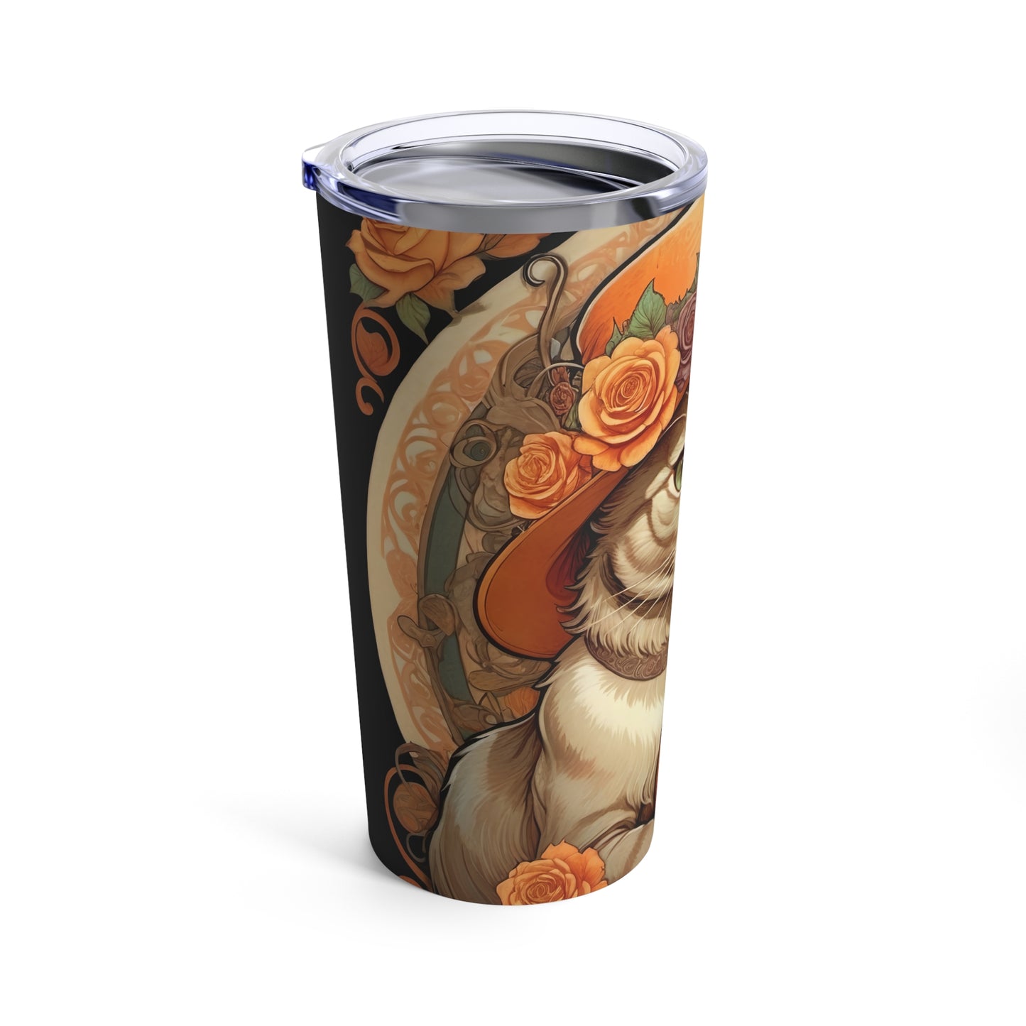 Halloween Art Nouveau Cat Tumbler 20oz Black