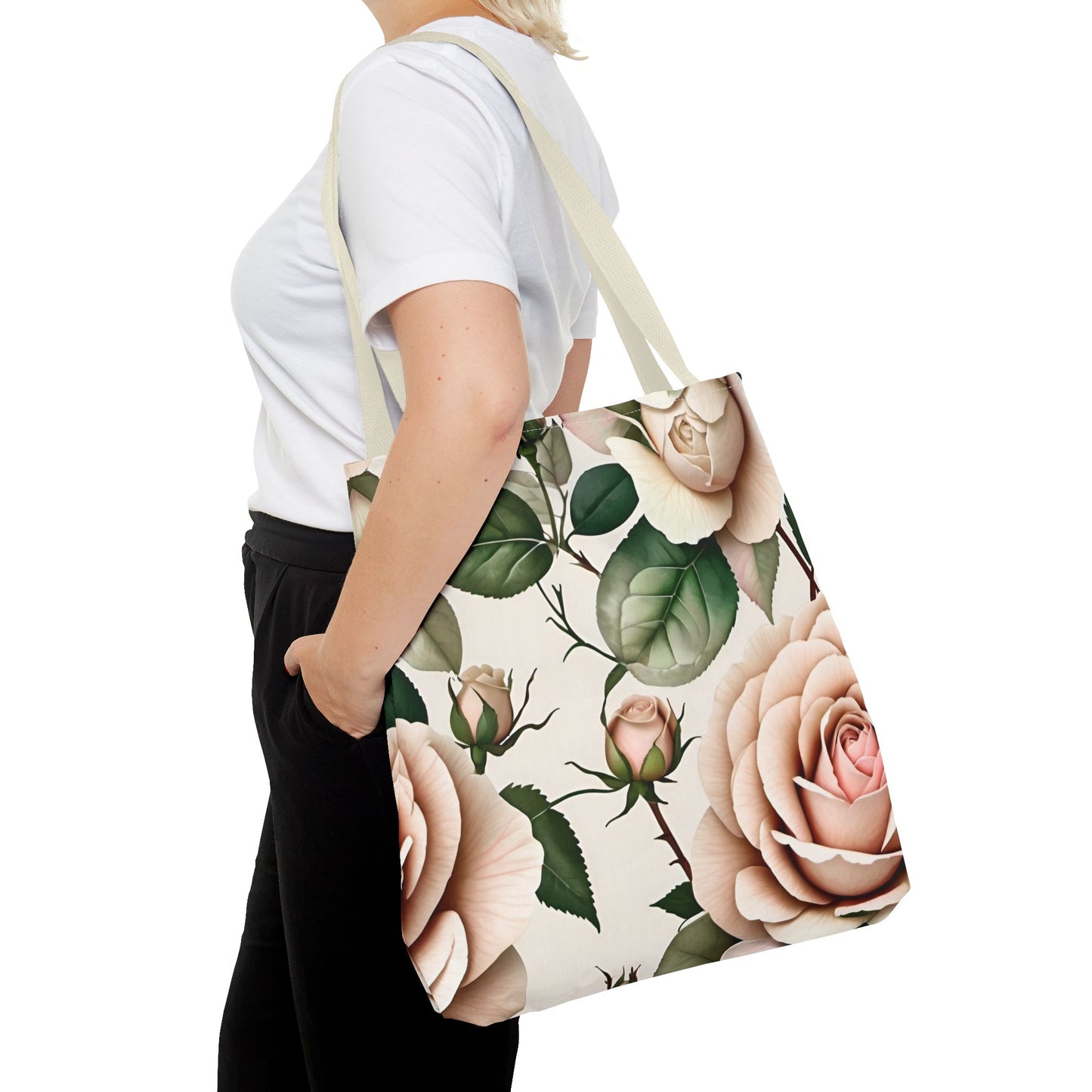 Watercolor Large Pink Roses Tote Bag