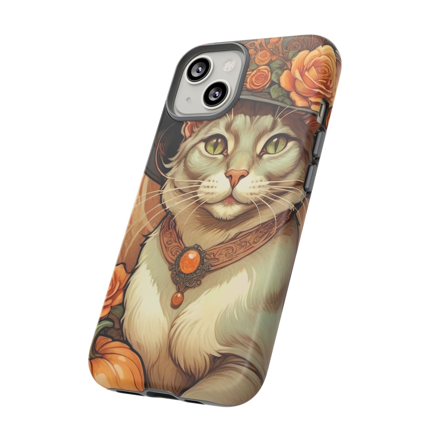 Halloween Alphonse Mucha Tough Phone Cases (A gentleman cat)