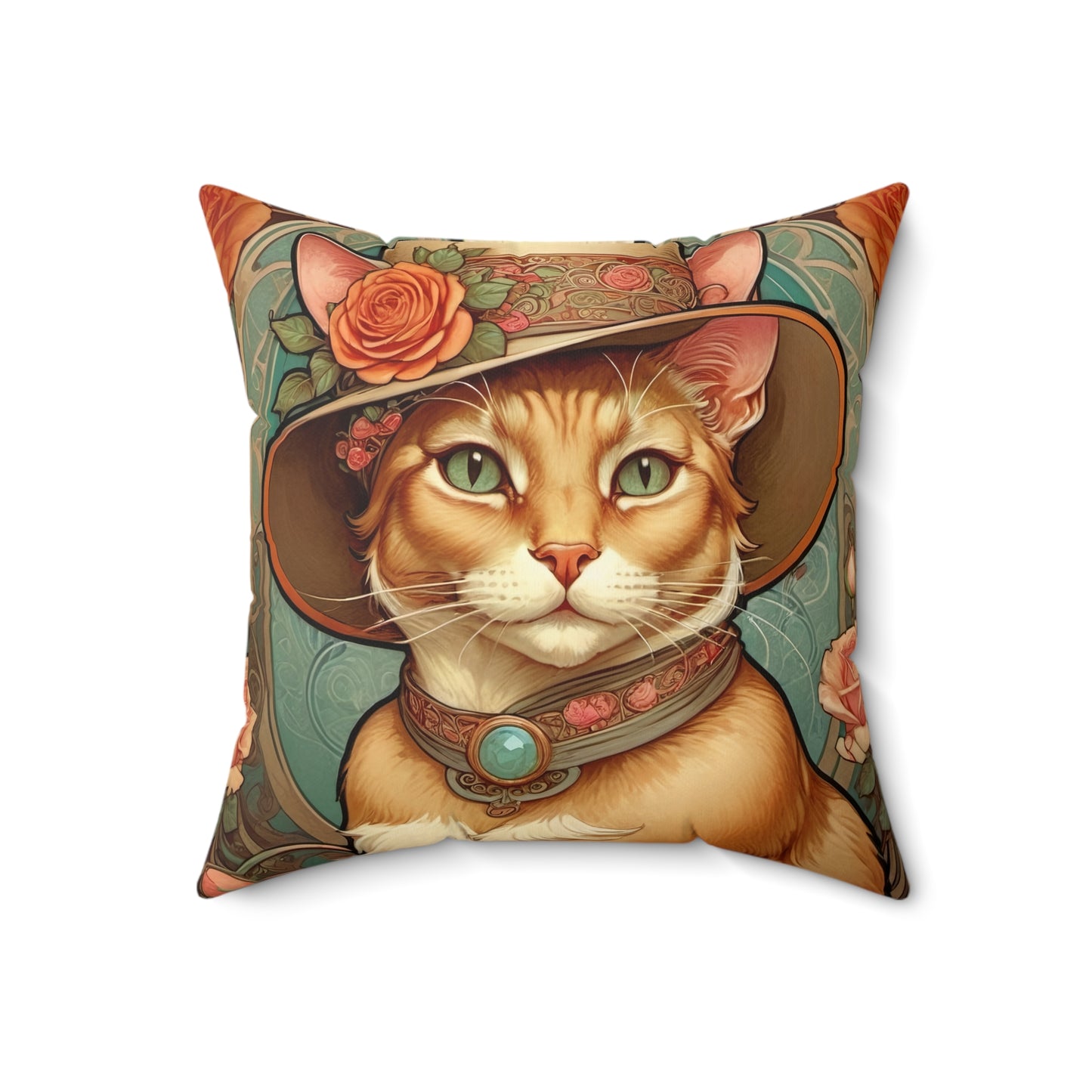 Art Nouveau Cat Square Pillow