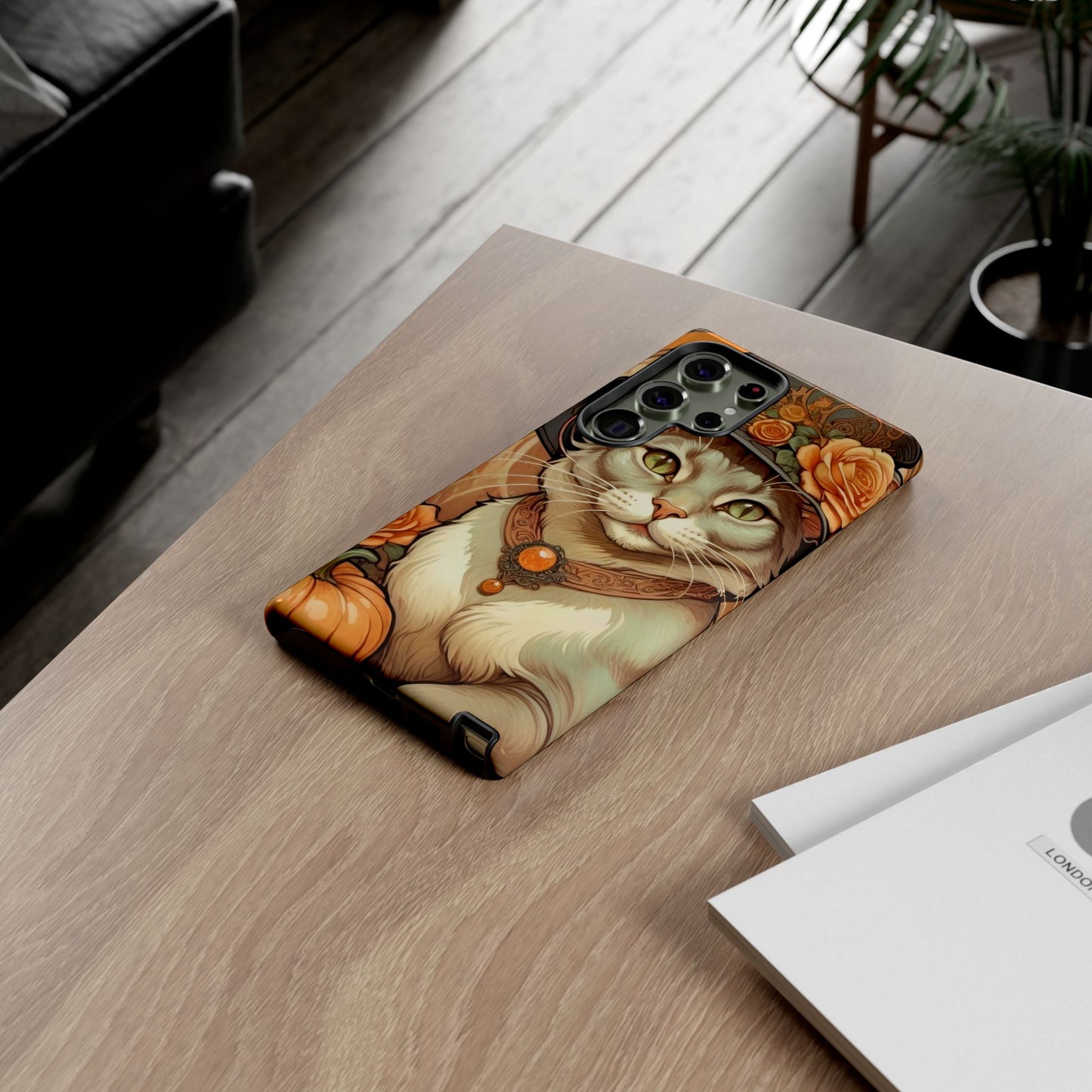 Halloween Alphonse Mucha Tough Phone Cases (A gentleman cat)