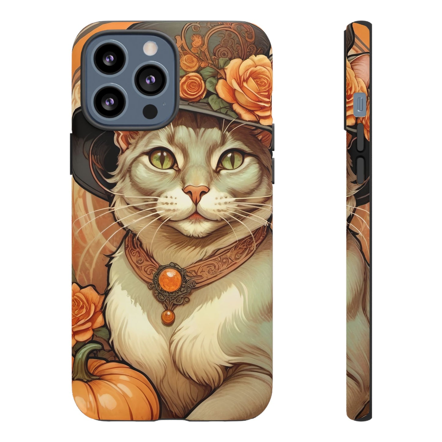 Halloween Alphonse Mucha Tough Phone Cases (A gentleman cat)