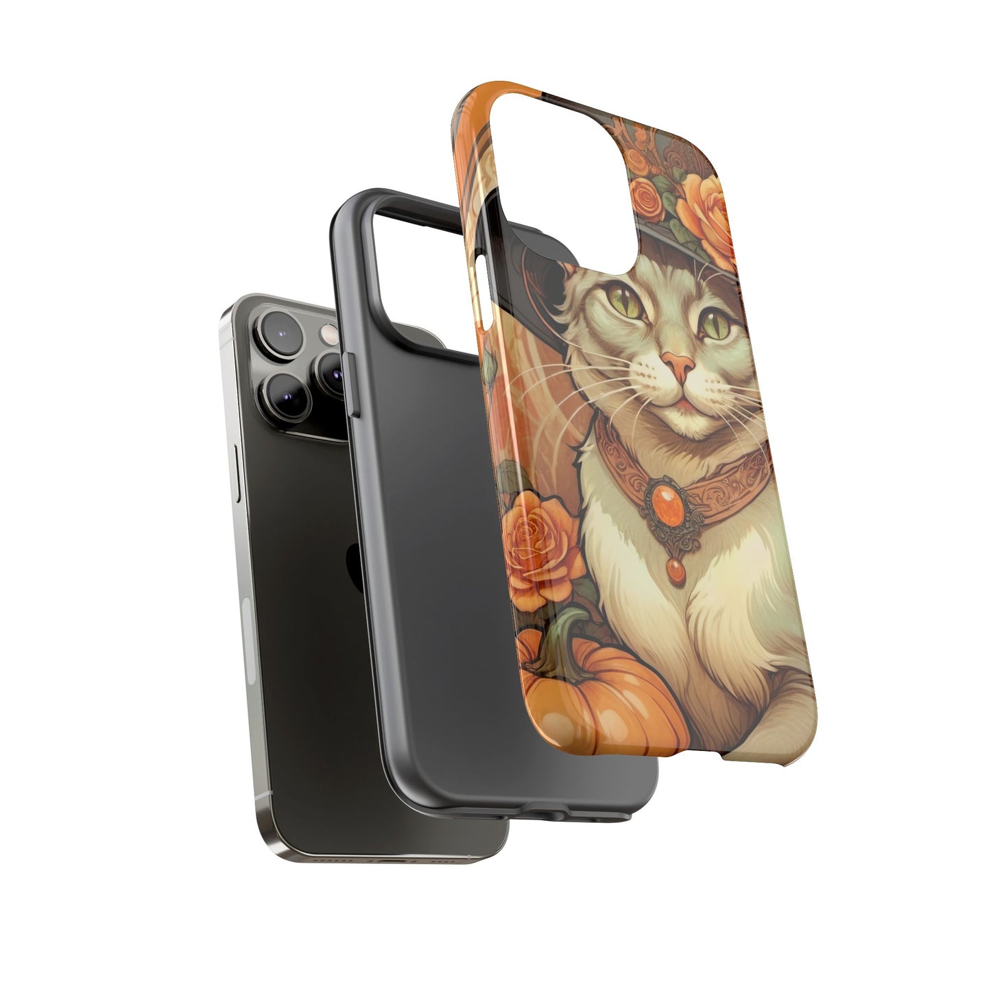 Halloween Alphonse Mucha Tough Phone Cases (A gentleman cat)