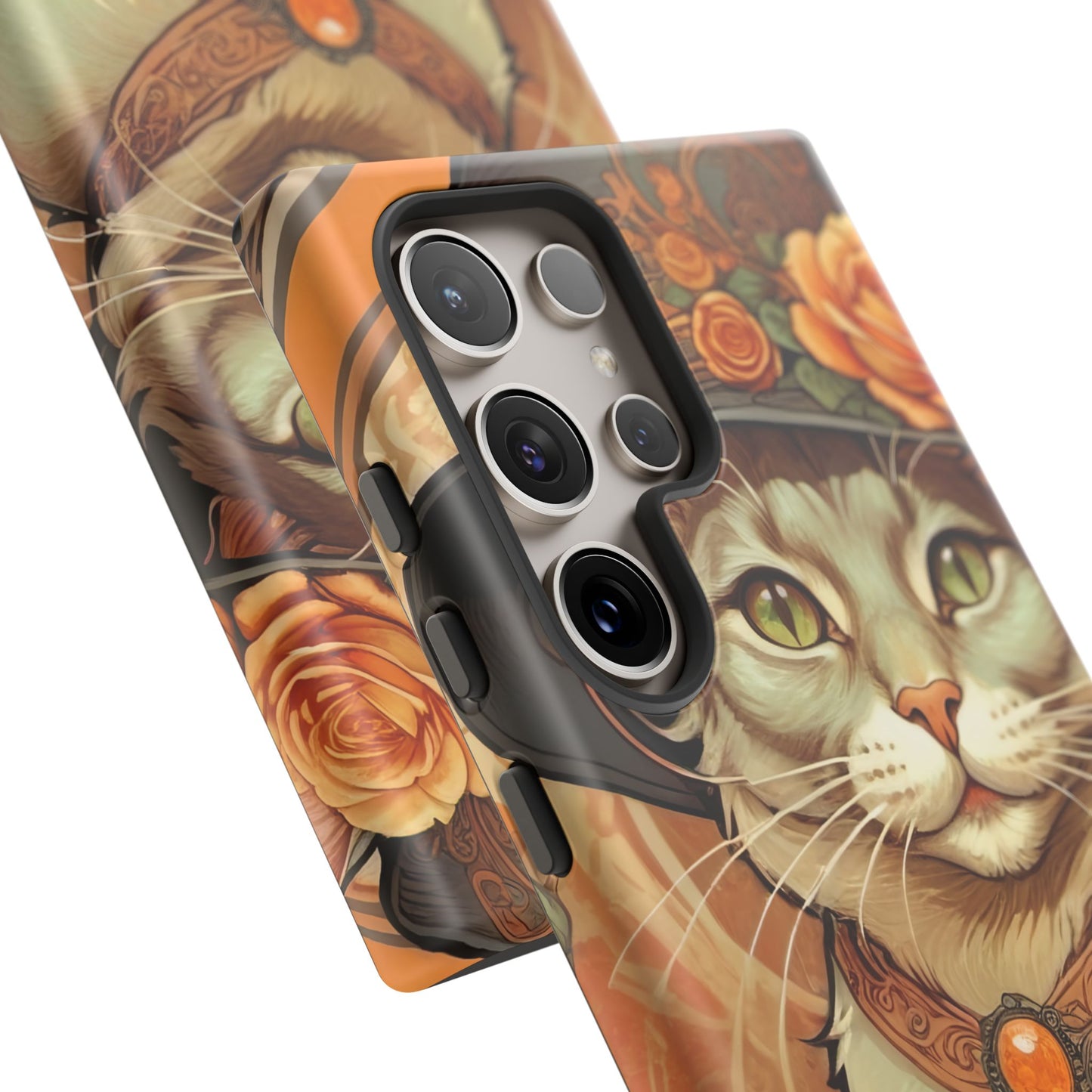 Halloween Alphonse Mucha Tough Phone Cases (A gentleman cat)