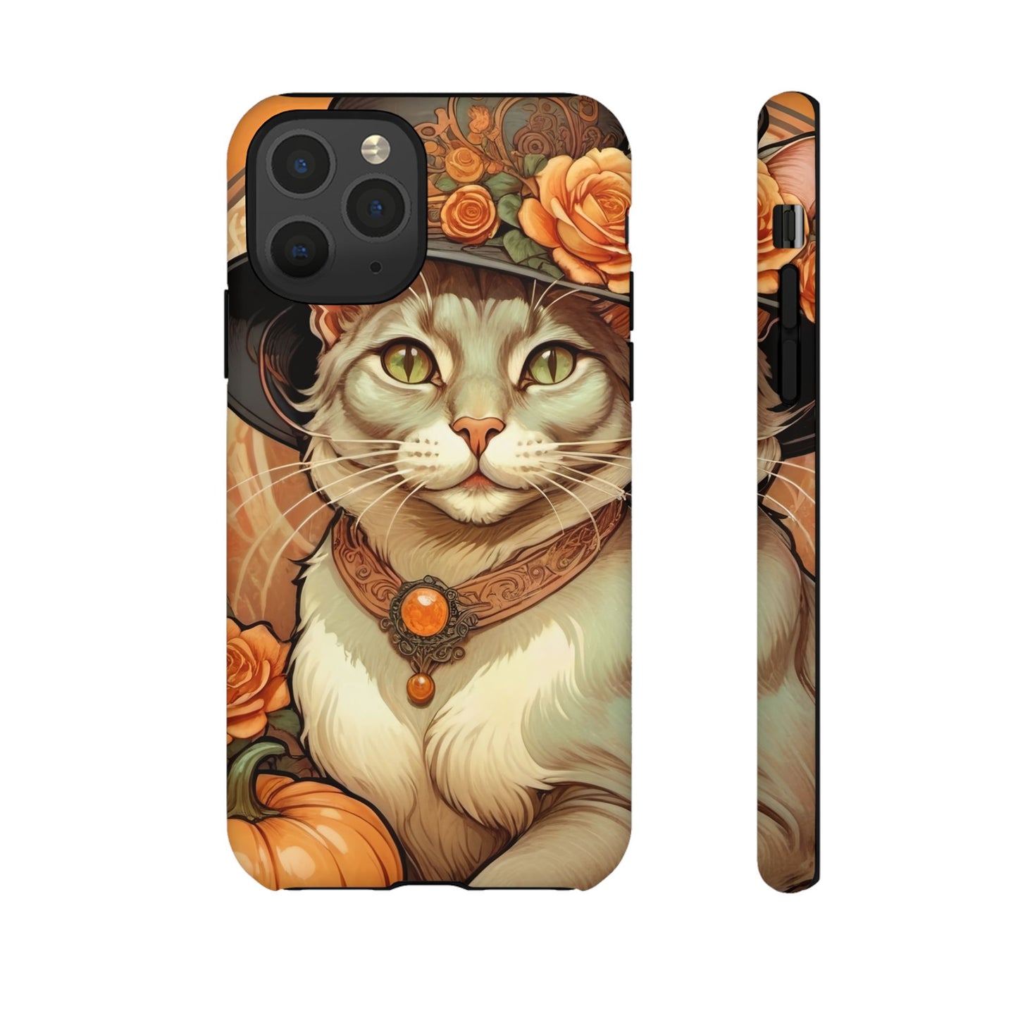 Halloween Alphonse Mucha Tough Phone Cases (A gentleman cat)