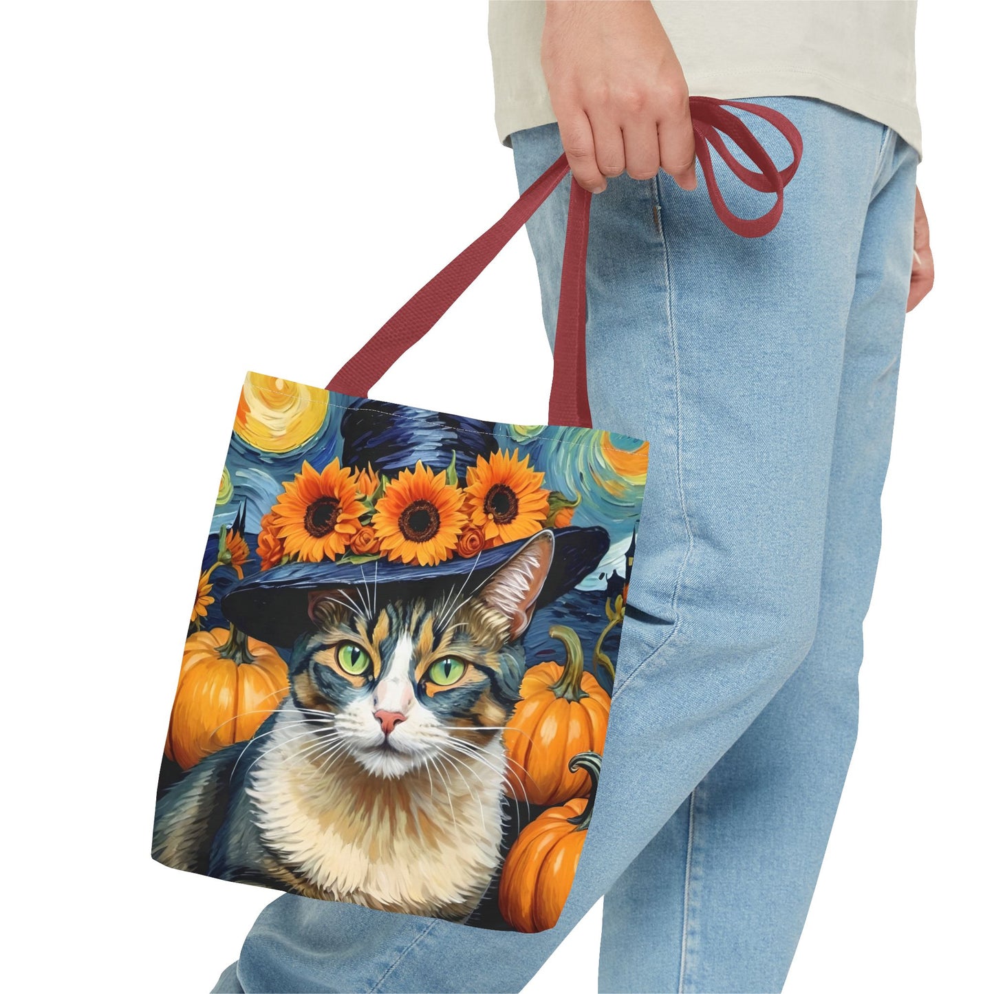 Van Gogh-Inspired Halloween Cat Tote