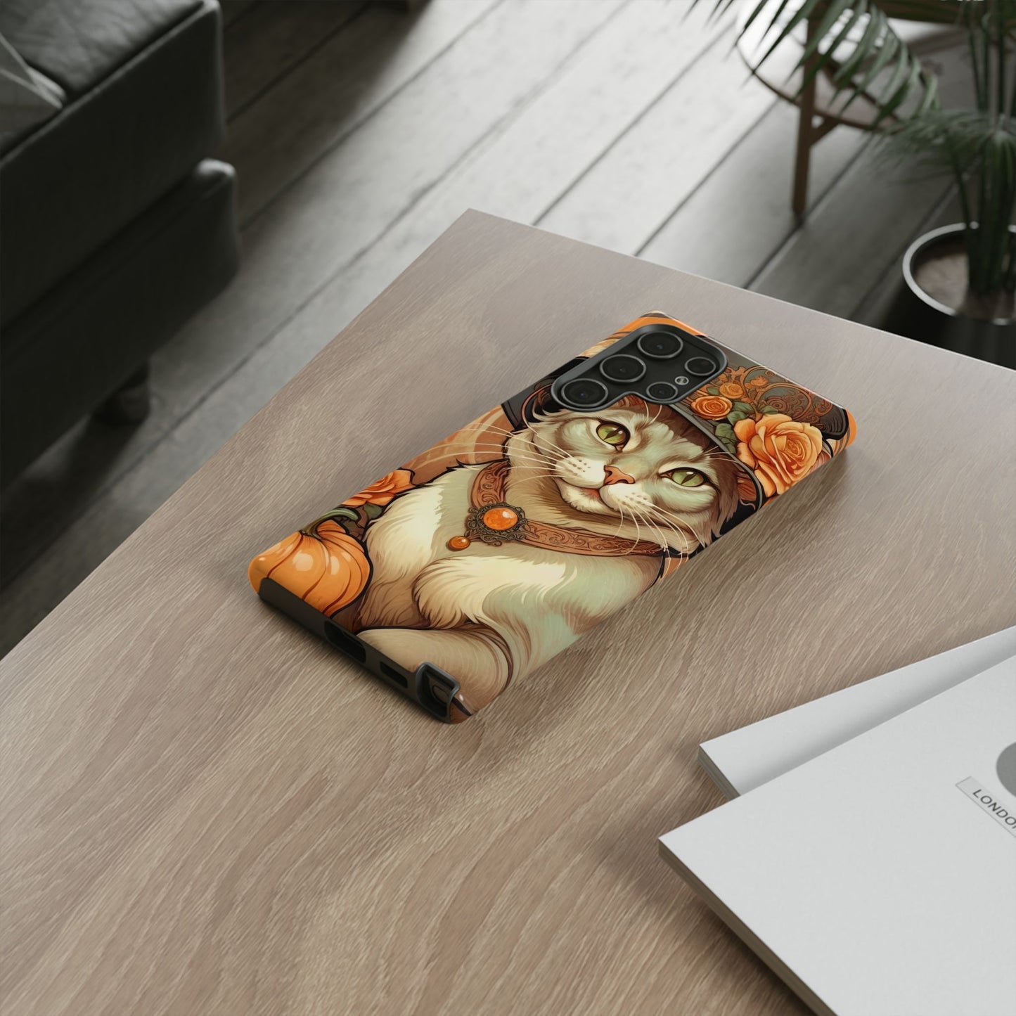Halloween Alphonse Mucha Tough Phone Cases (A gentleman cat)