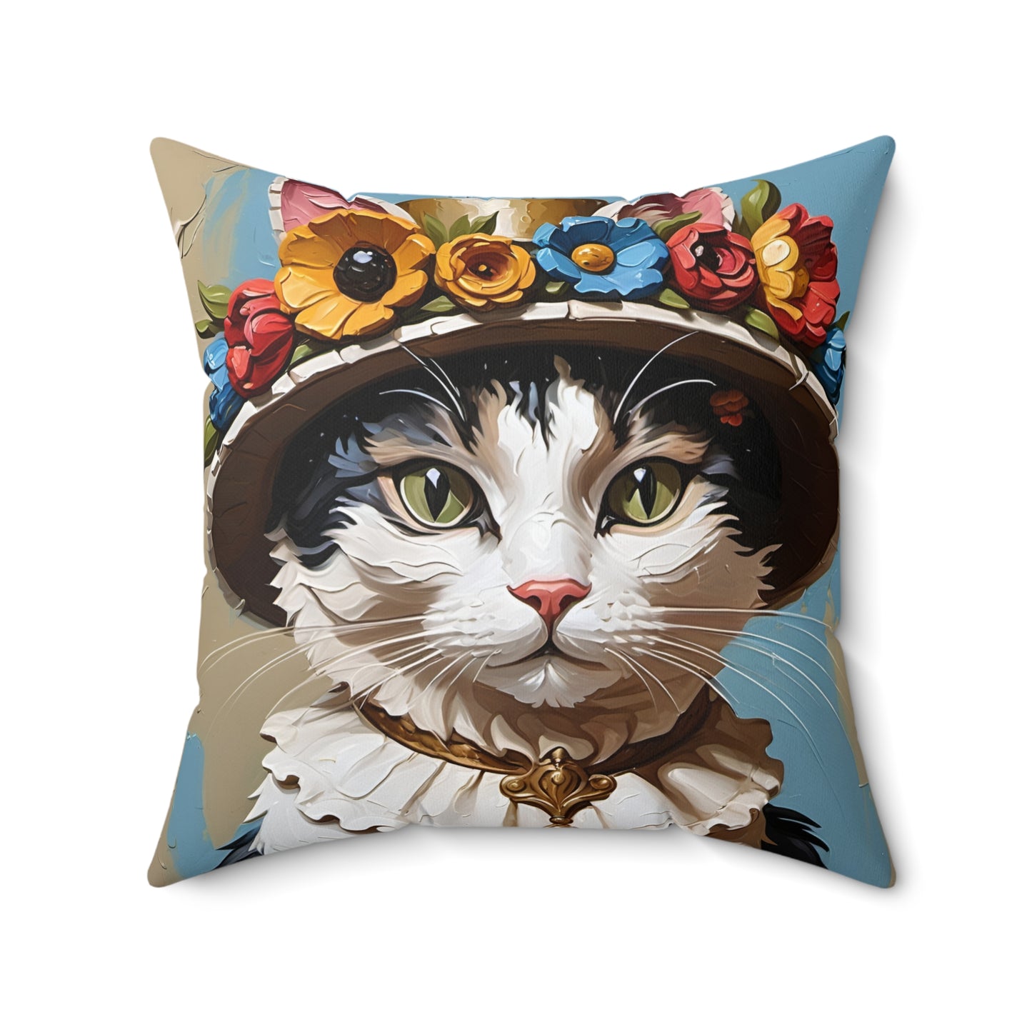Oil Painting Cat Square Pillow
