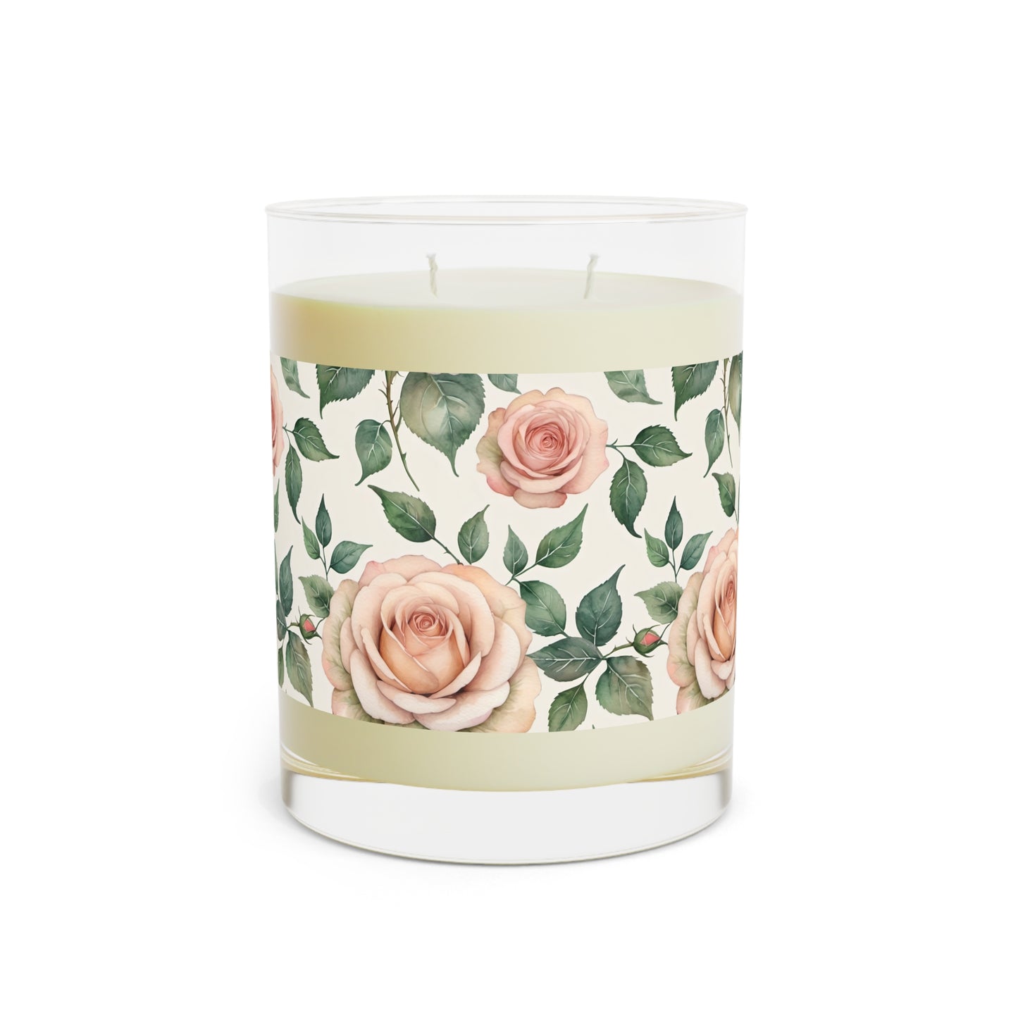 Watercolor Roses Scented Candle 3 - Full Glass, 11oz