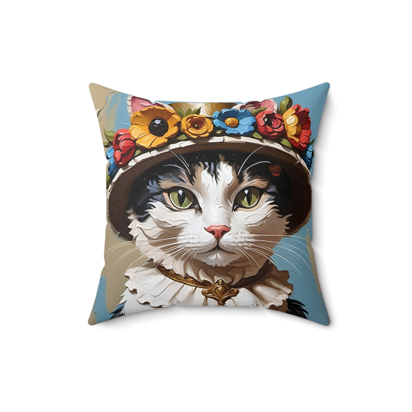 Oil Painting Cat Square Pillow