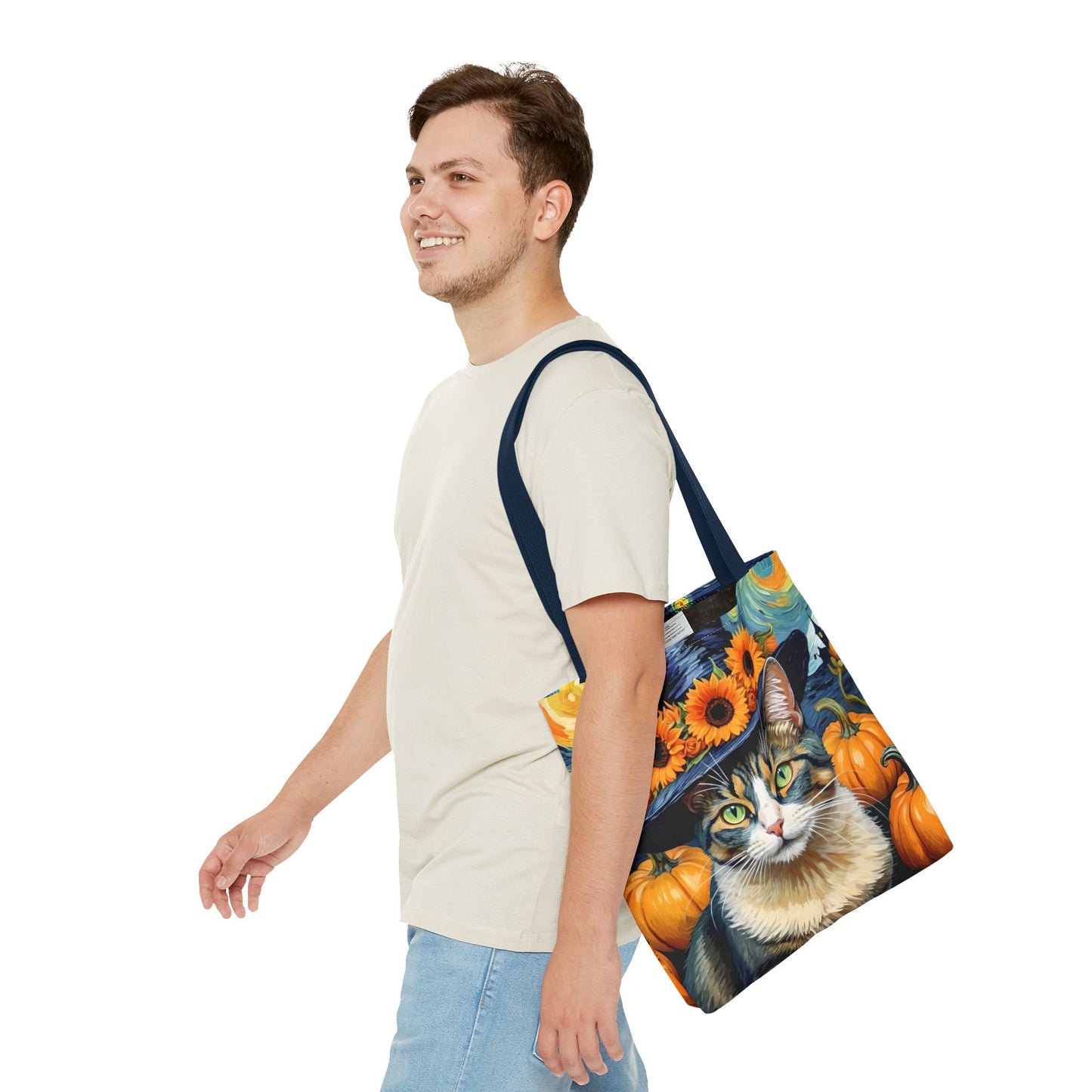 Van Gogh-Inspired Halloween Cat Tote