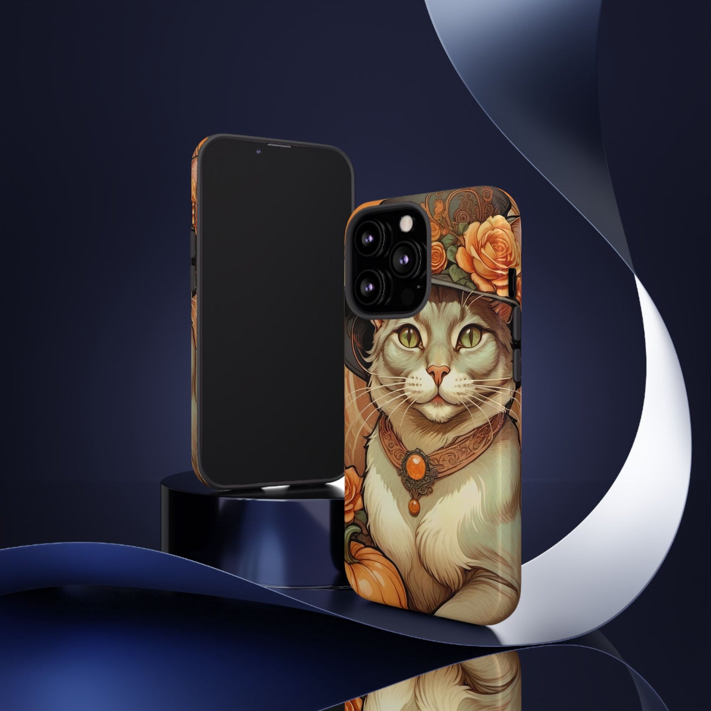 Halloween Alphonse Mucha Tough Phone Cases (A gentleman cat)