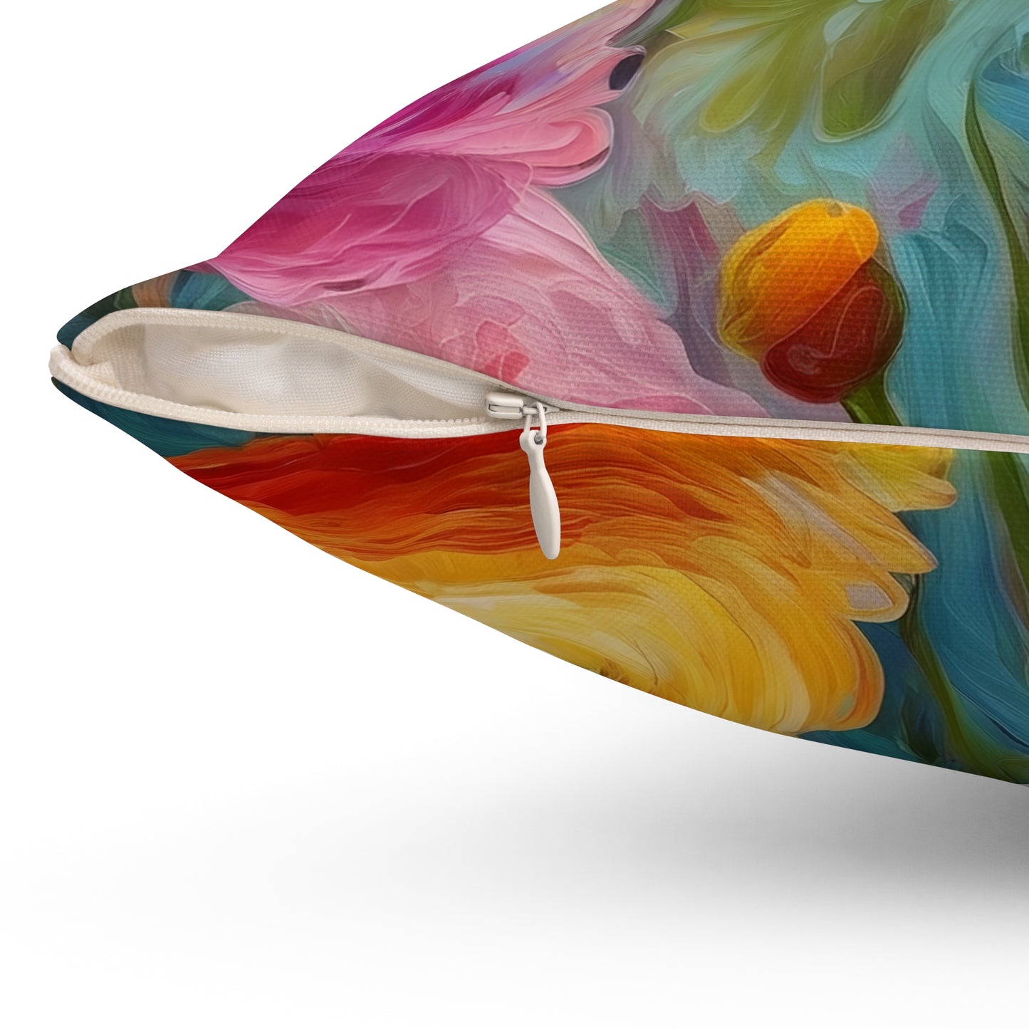 Claude Monet inspired Colorful Ranunculus Square Pillow