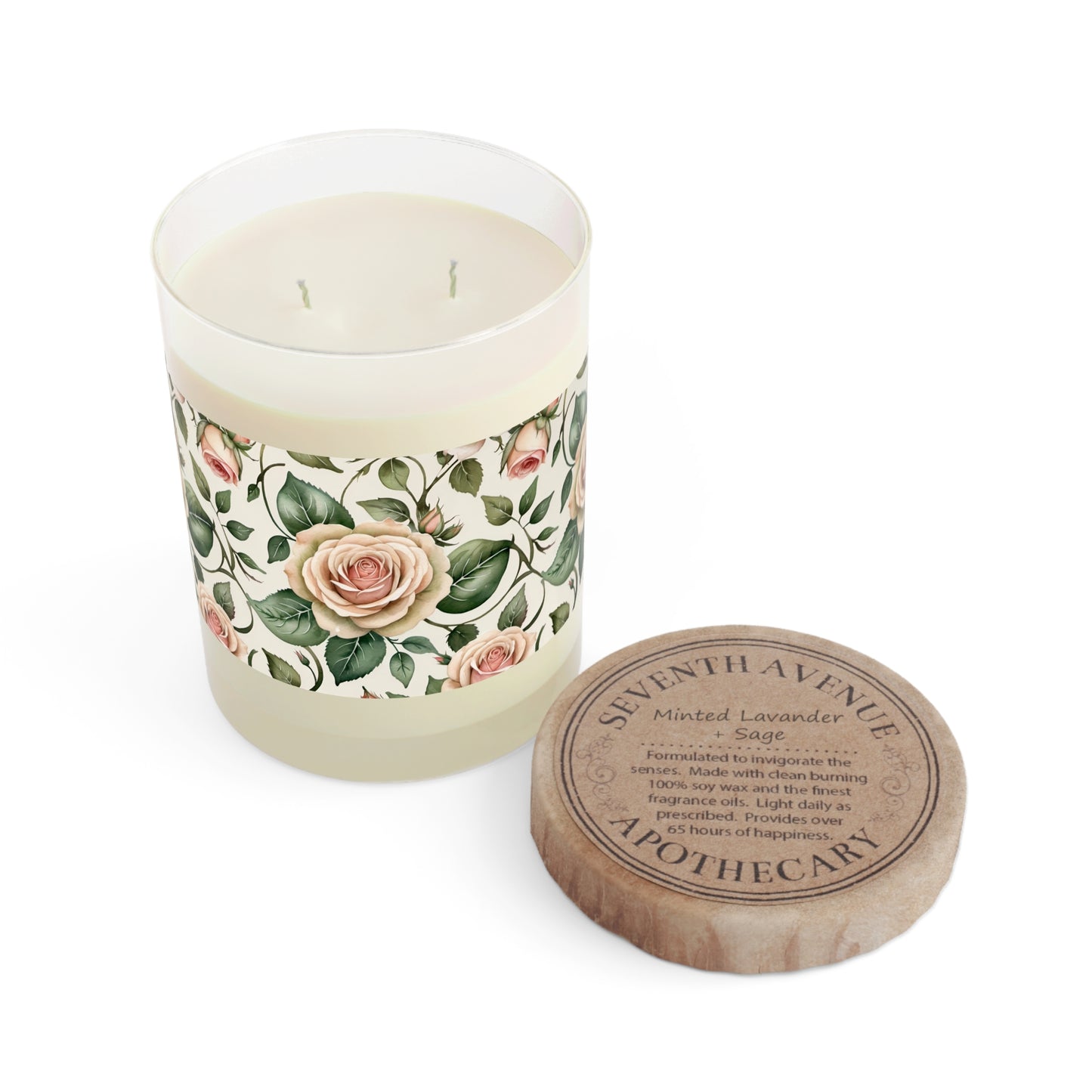 Watercolor Roses Scented Candle 4 - Full Glass, 11oz