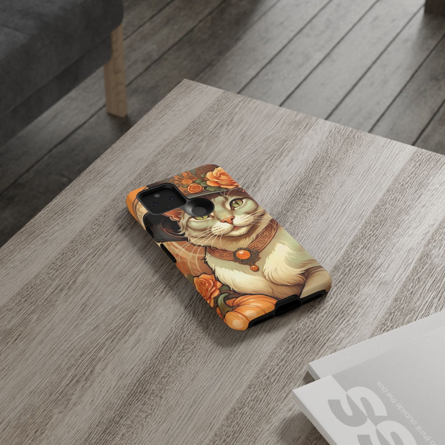 Halloween Alphonse Mucha Tough Phone Cases (A gentleman cat)