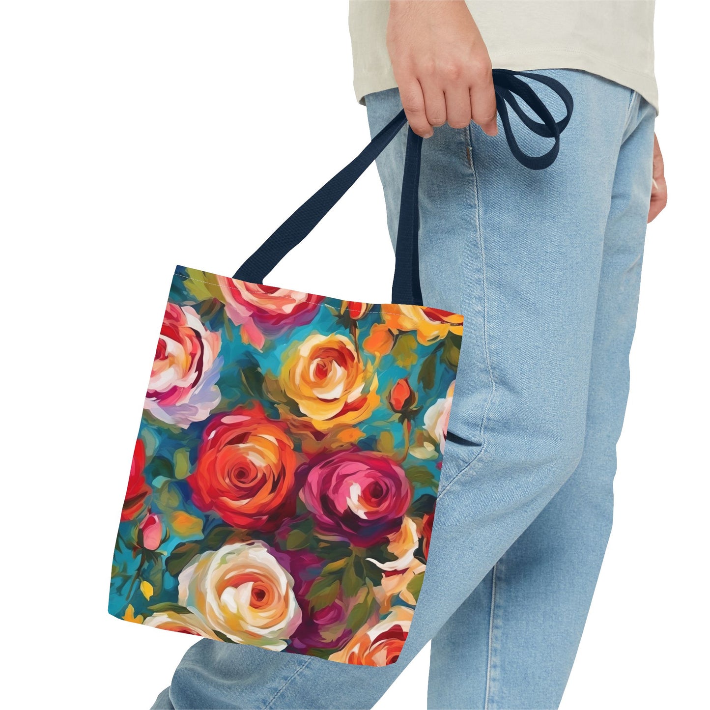 Claude Monet inspired Colorful Garden Roses Tote Bag