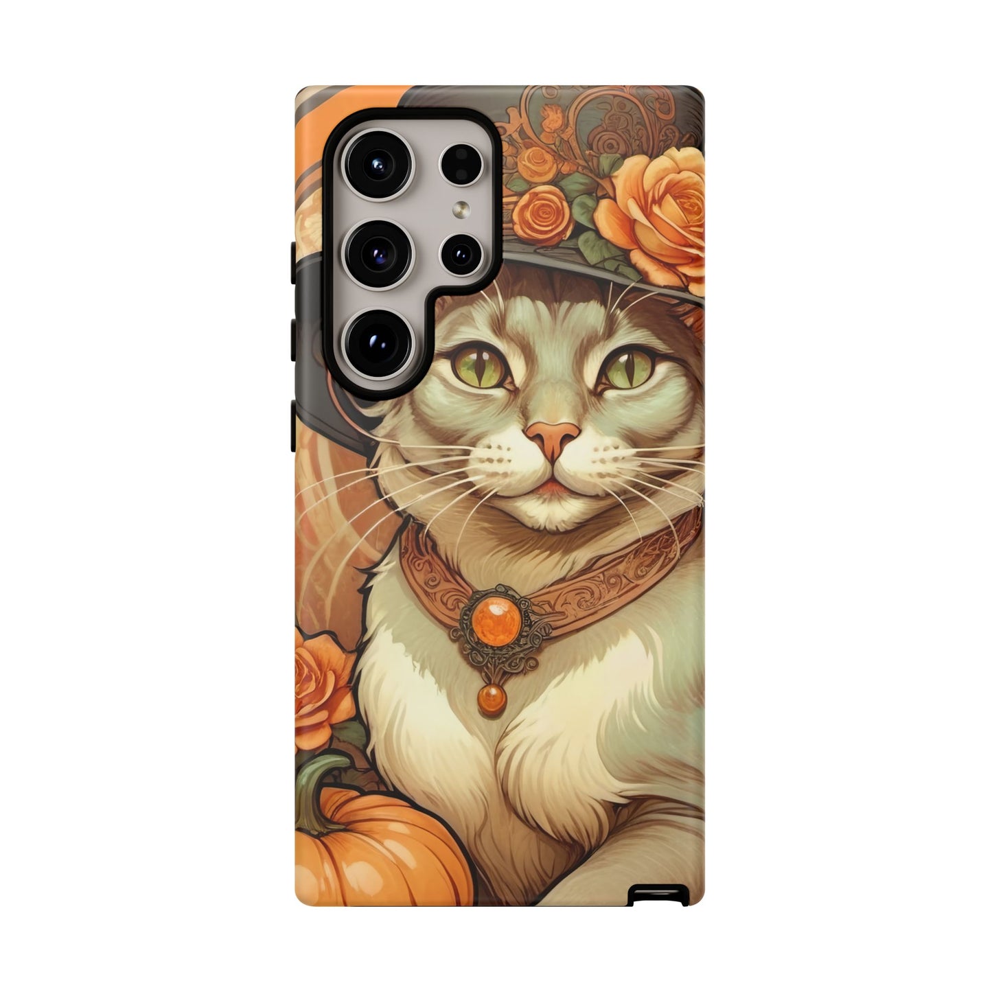 Halloween Alphonse Mucha Tough Phone Cases (A gentleman cat)