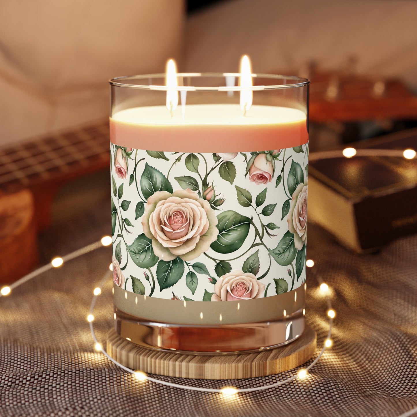 Watercolor Roses Scented Candle 4 - Full Glass, 11oz