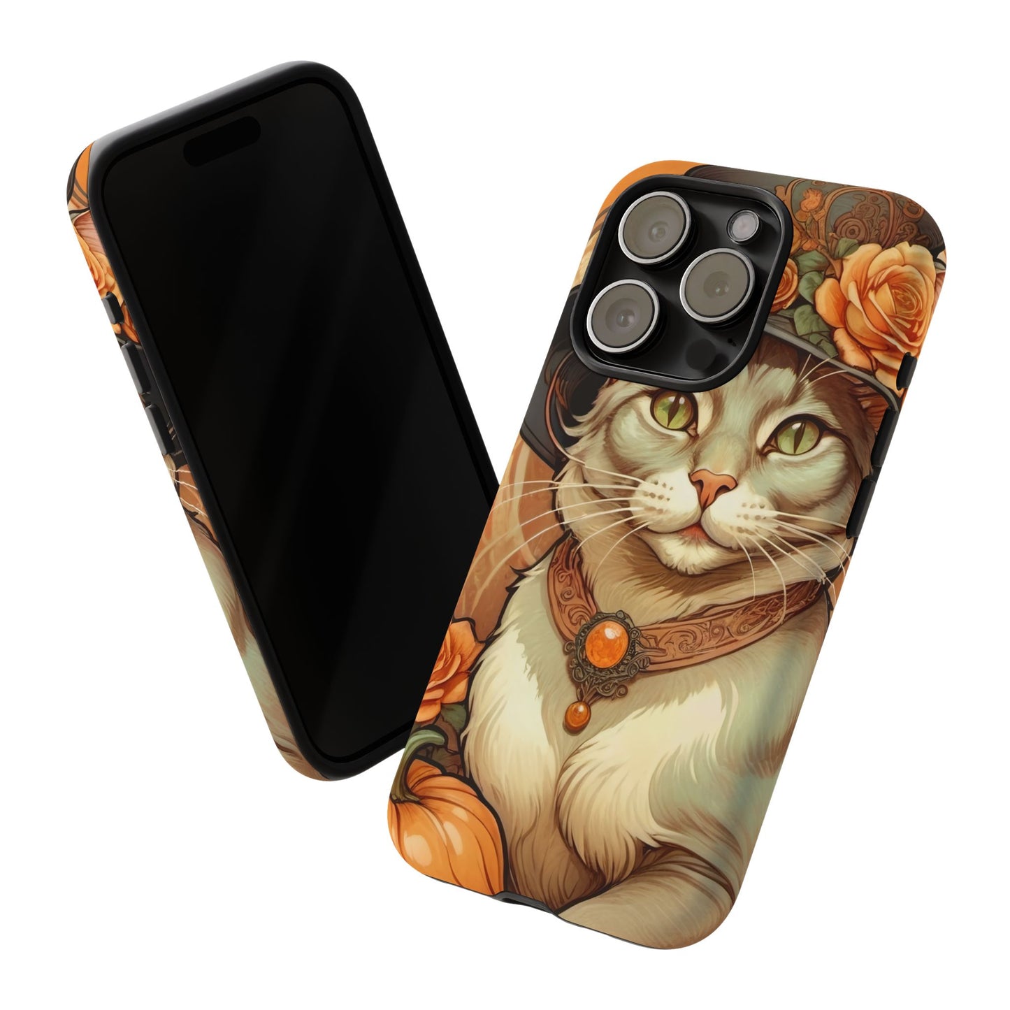 Halloween Alphonse Mucha Tough Phone Cases (A gentleman cat)