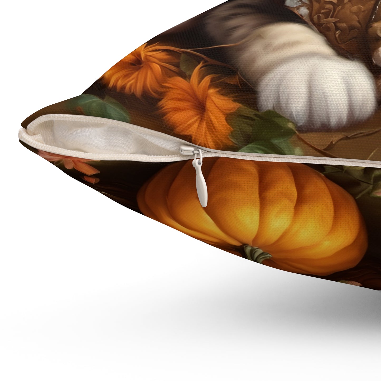 Halloween Rococo Kitten Square Pillow
