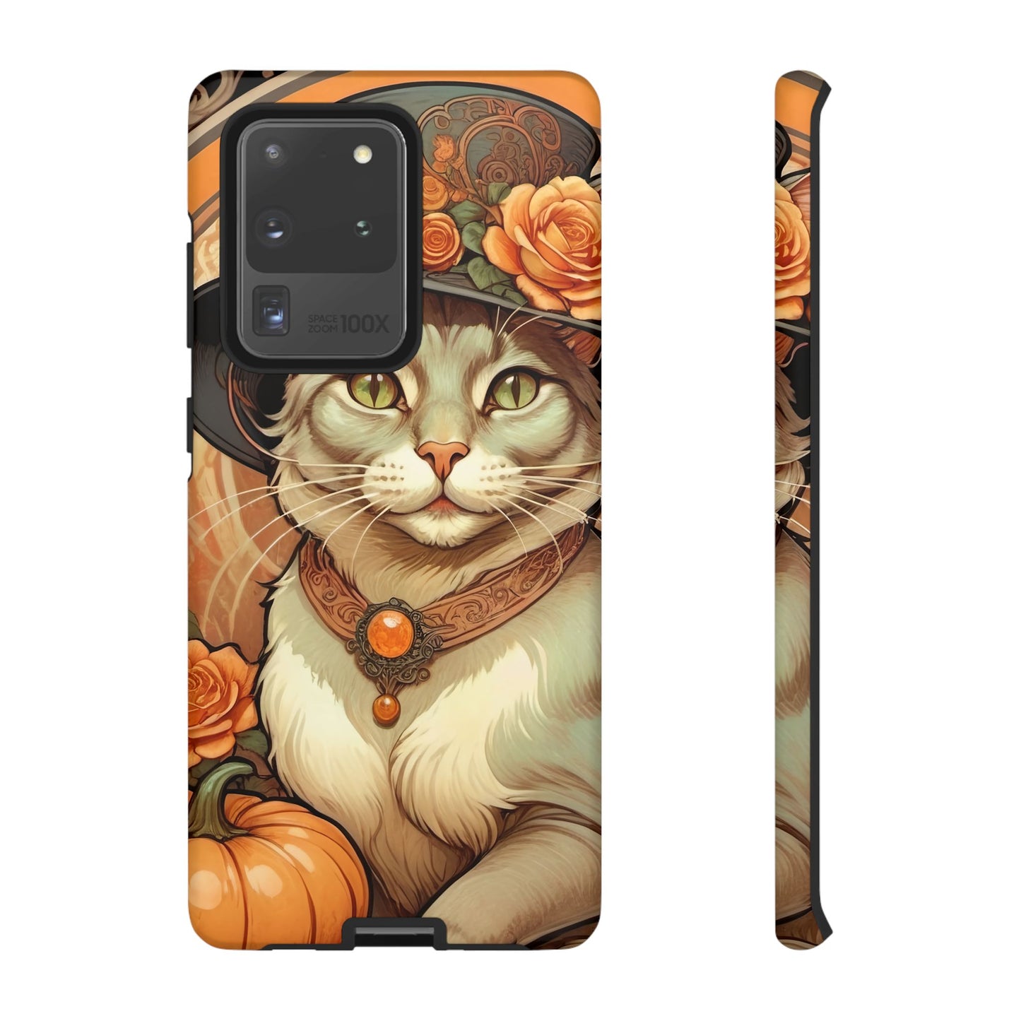 Halloween Alphonse Mucha Tough Phone Cases (A gentleman cat)