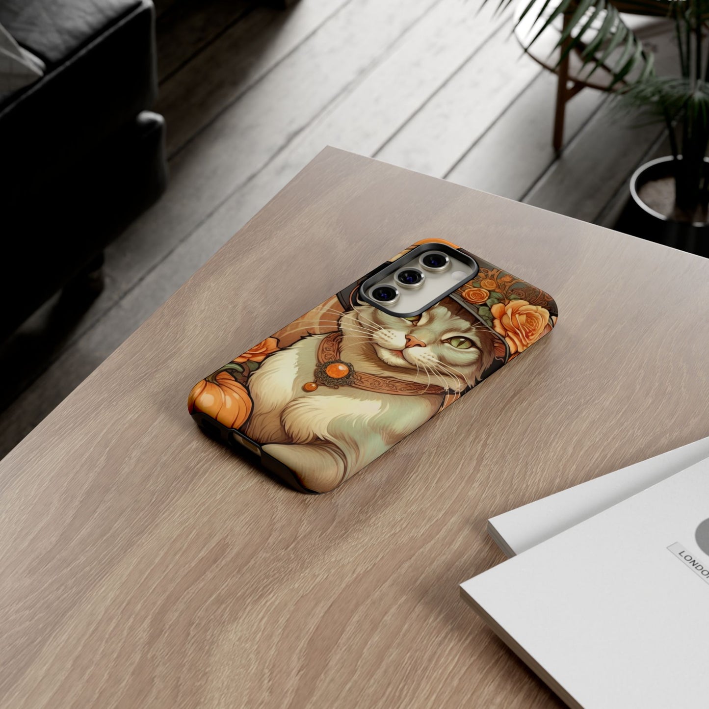 Halloween Alphonse Mucha Tough Phone Cases (A gentleman cat)