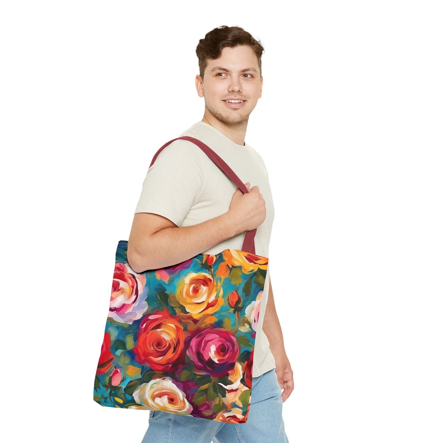 Claude Monet inspired Colorful Garden Roses Tote Bag