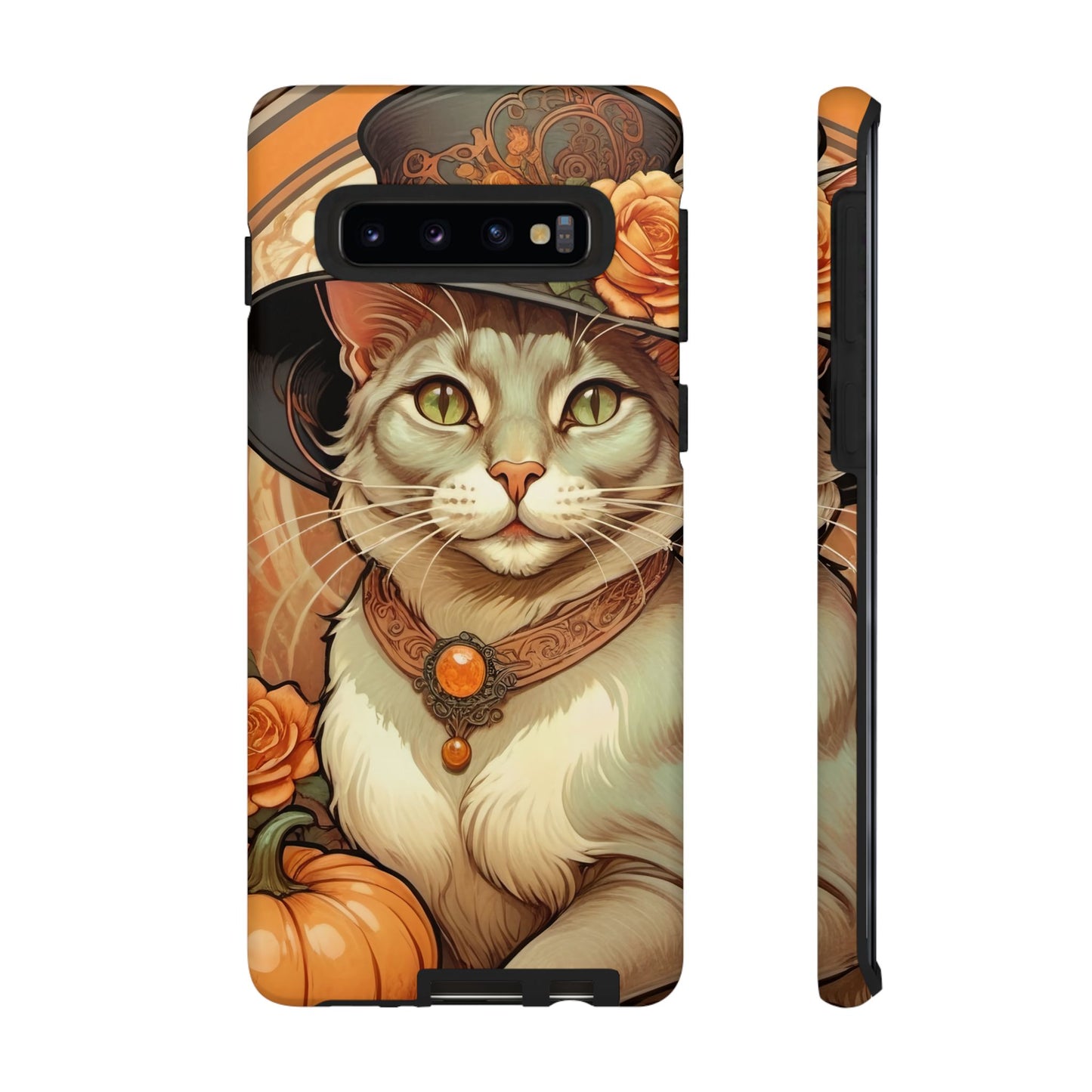 Halloween Alphonse Mucha Tough Phone Cases (A gentleman cat)
