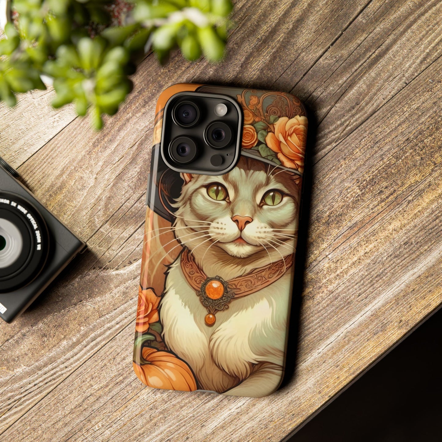 Halloween Alphonse Mucha Tough Phone Cases (A gentleman cat)
