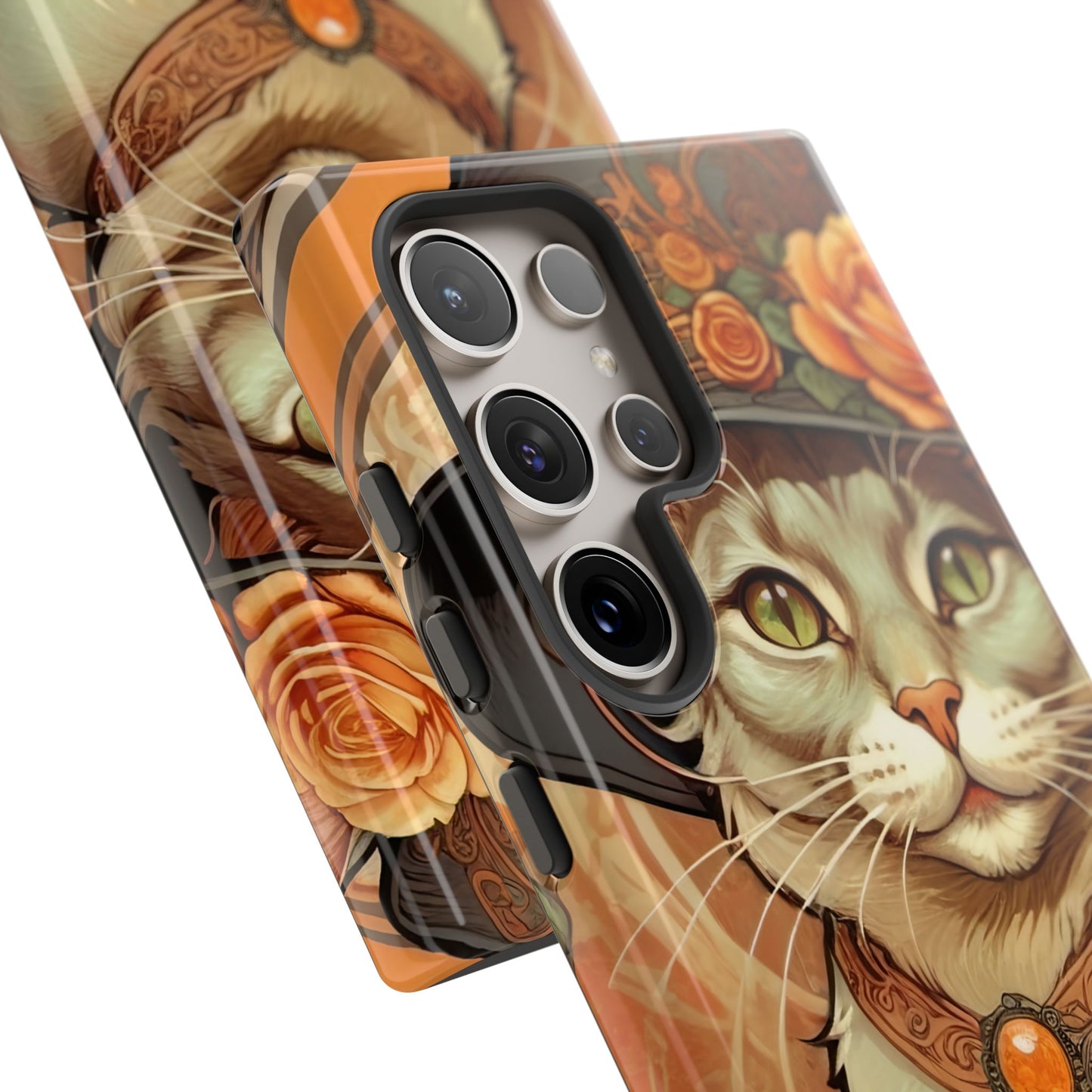 Halloween Alphonse Mucha Tough Phone Cases (A gentleman cat)