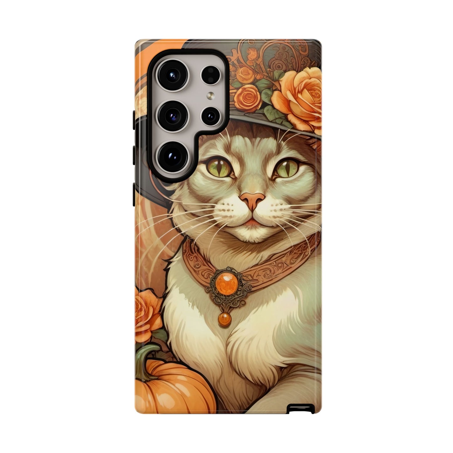 Halloween Alphonse Mucha Tough Phone Cases (A gentleman cat)