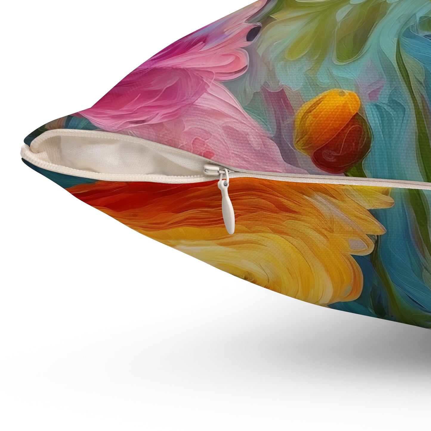 Claude Monet inspired Colorful Ranunculus Square Pillow