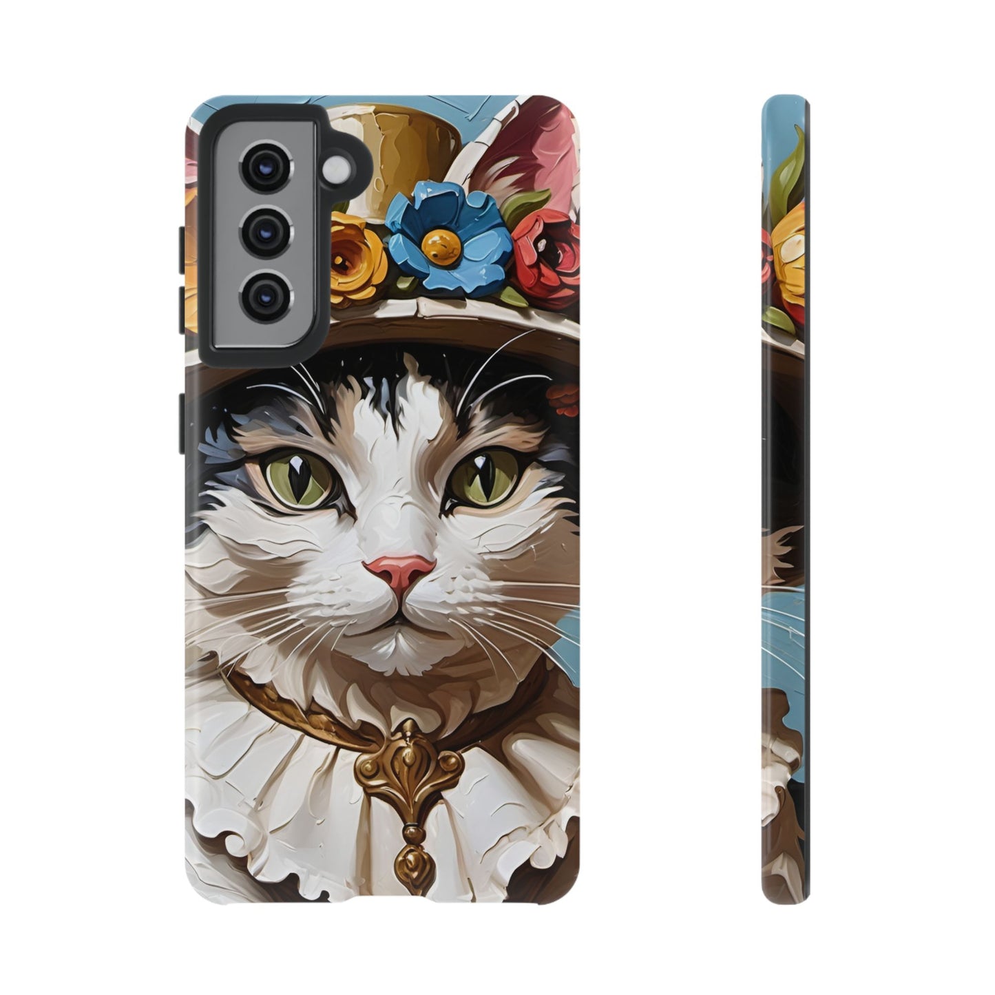Oil Painting Cat Tough Phone Cases (A Lady)