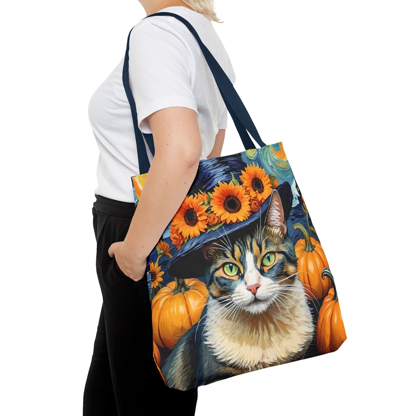 Van Gogh-Inspired Halloween Cat Tote
