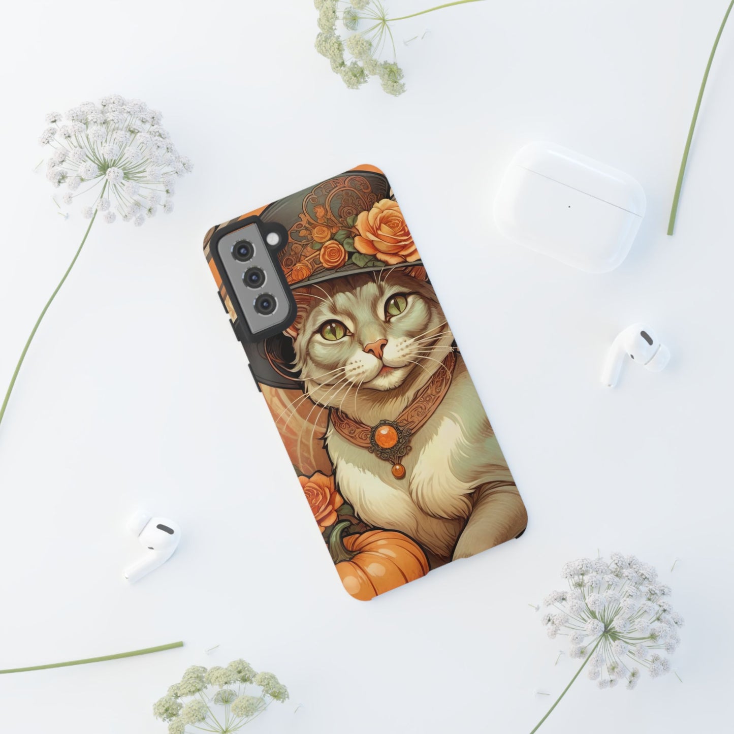 Halloween Alphonse Mucha Tough Phone Cases (A gentleman cat)
