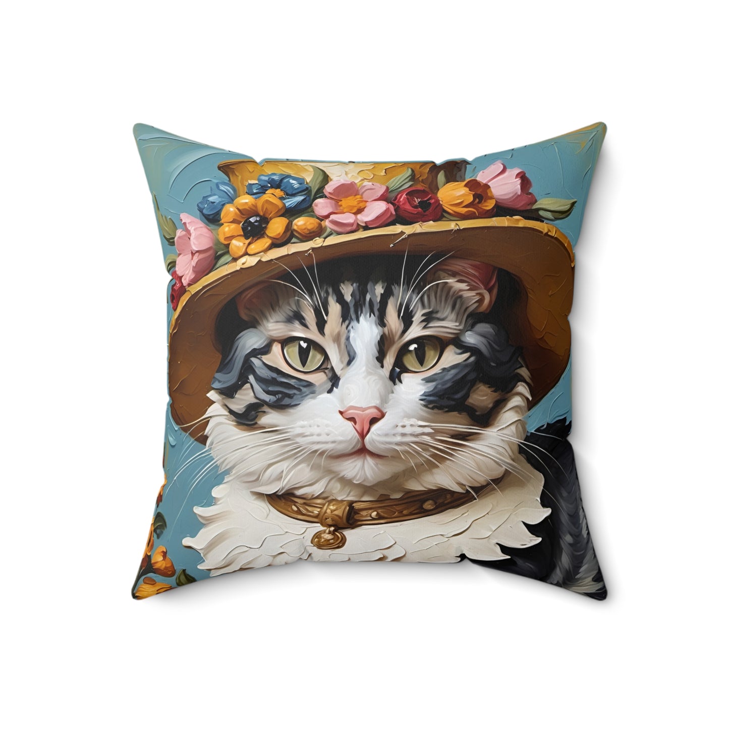 Oil Painting Cat Square Pillow