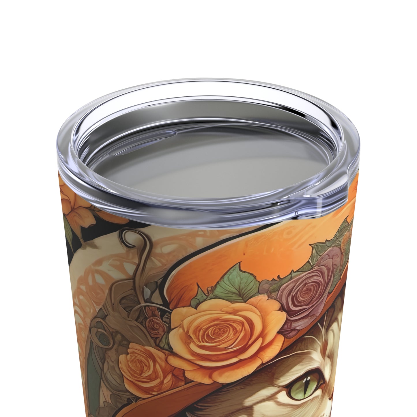 Halloween Art Nouveau Cat Tumbler 20oz Black