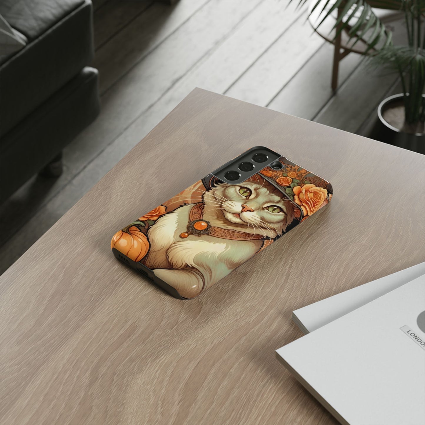 Halloween Alphonse Mucha Tough Phone Cases (A gentleman cat)