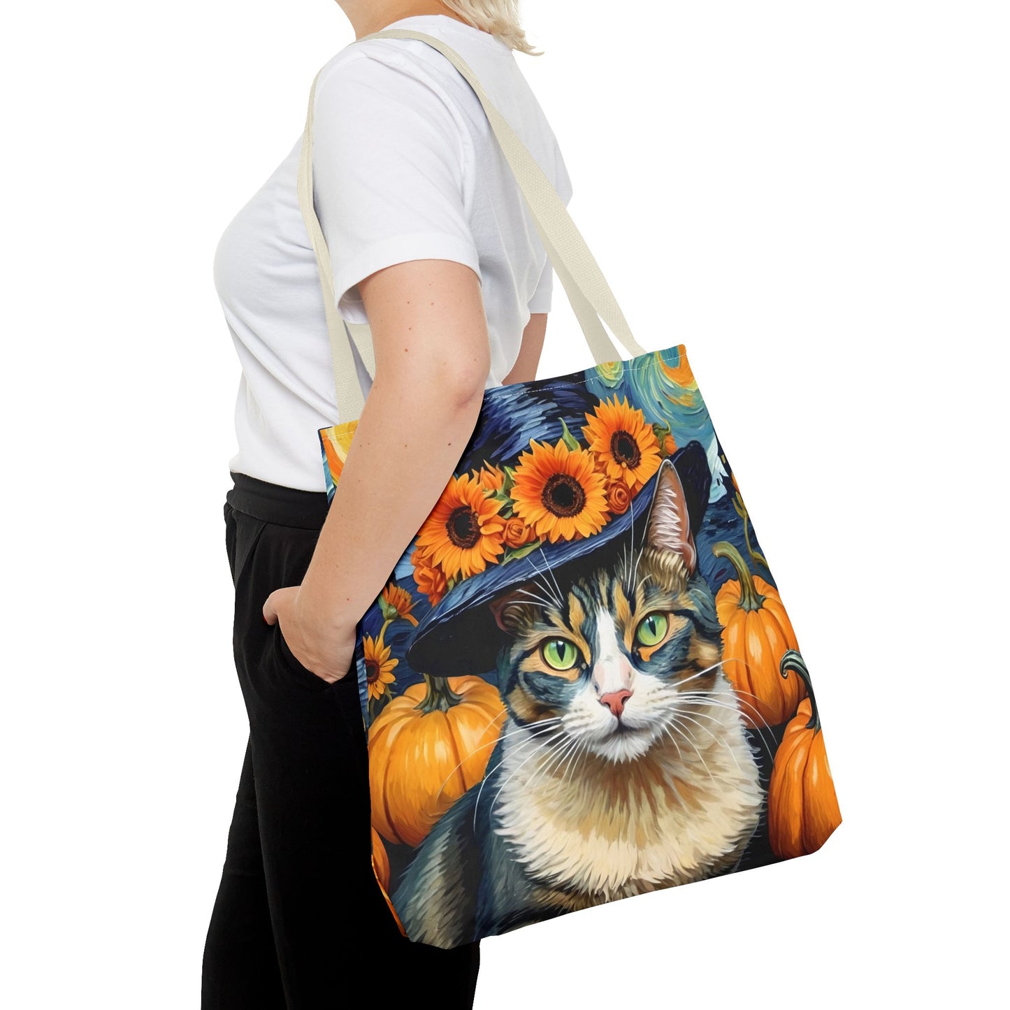 Van Gogh-Inspired Halloween Cat Tote