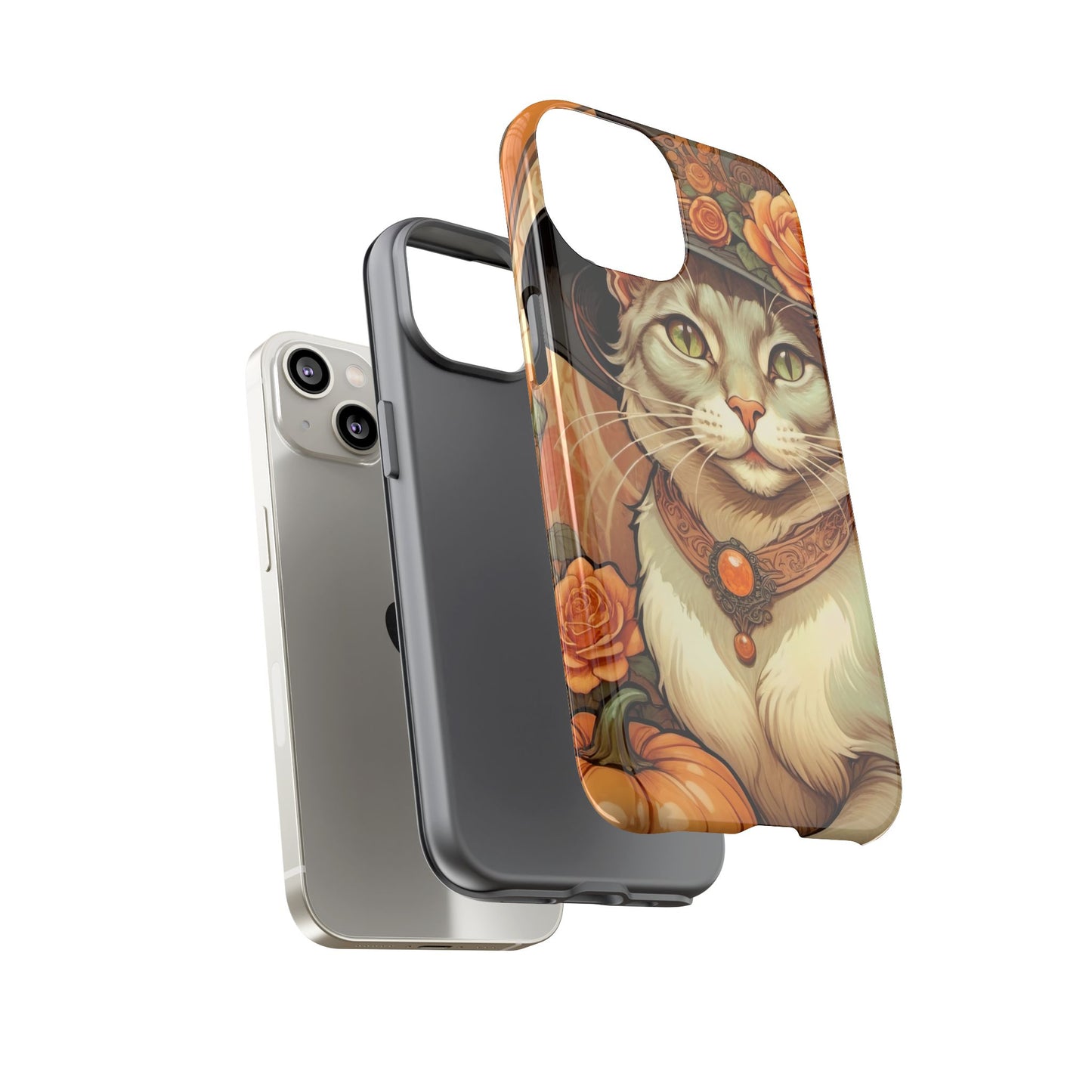 Halloween Alphonse Mucha Tough Phone Cases (A gentleman cat)