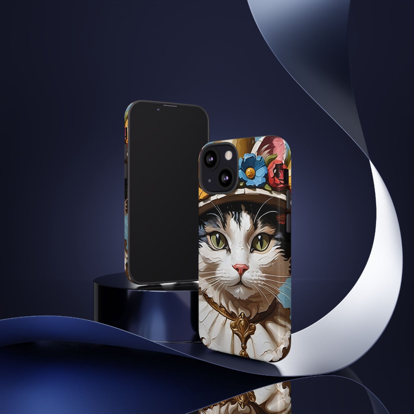 Oil Painting Cat Tough Phone Cases (A Lady)