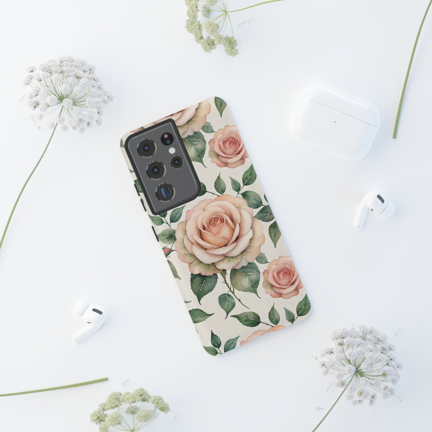 Watercolor Large Roses Tough Cases