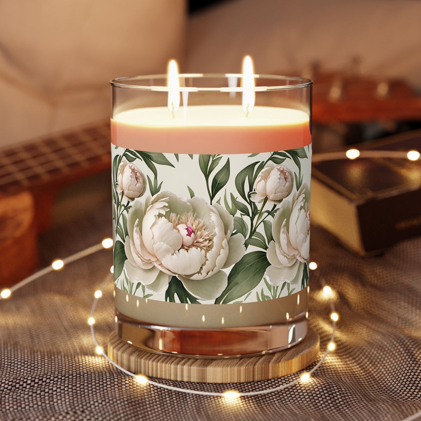 Peony Blossom Scented Candle - Full Glass, 11oz