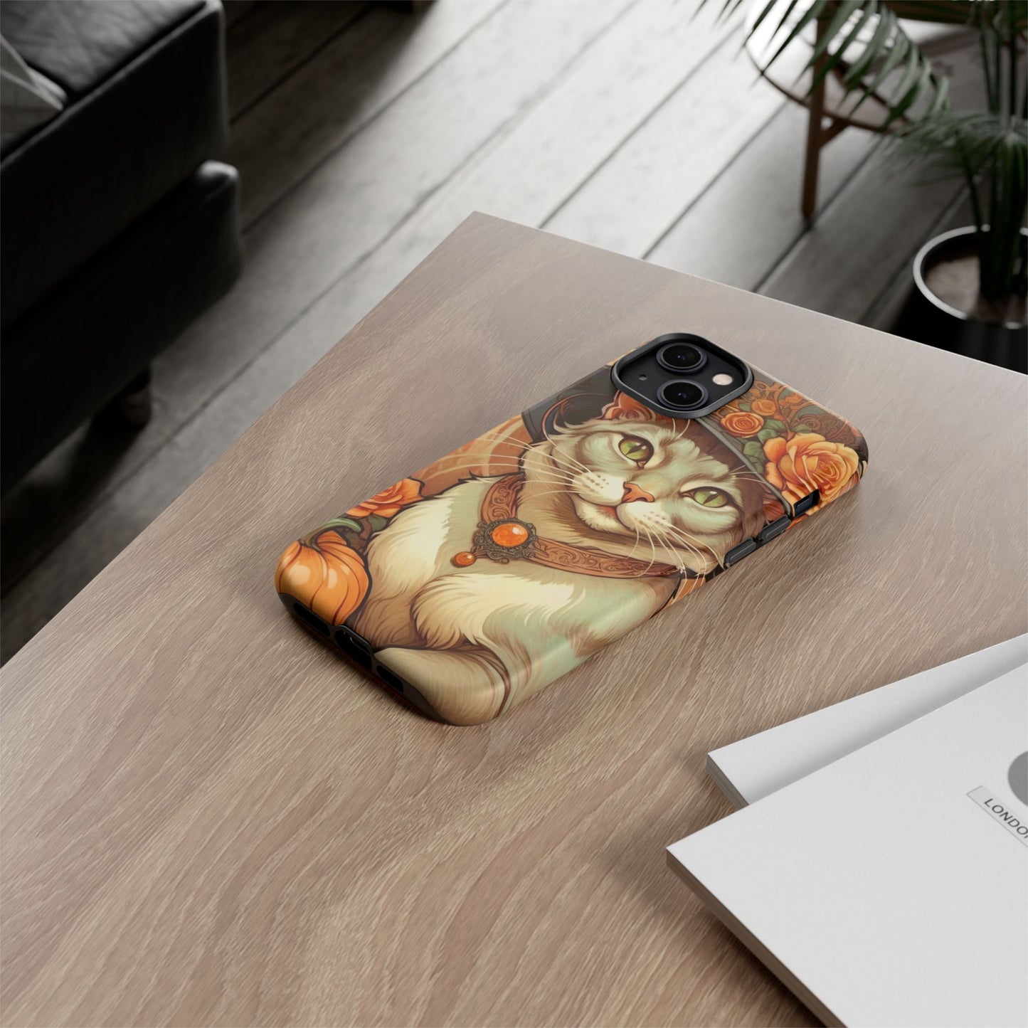 Halloween Alphonse Mucha Tough Phone Cases (A gentleman cat)