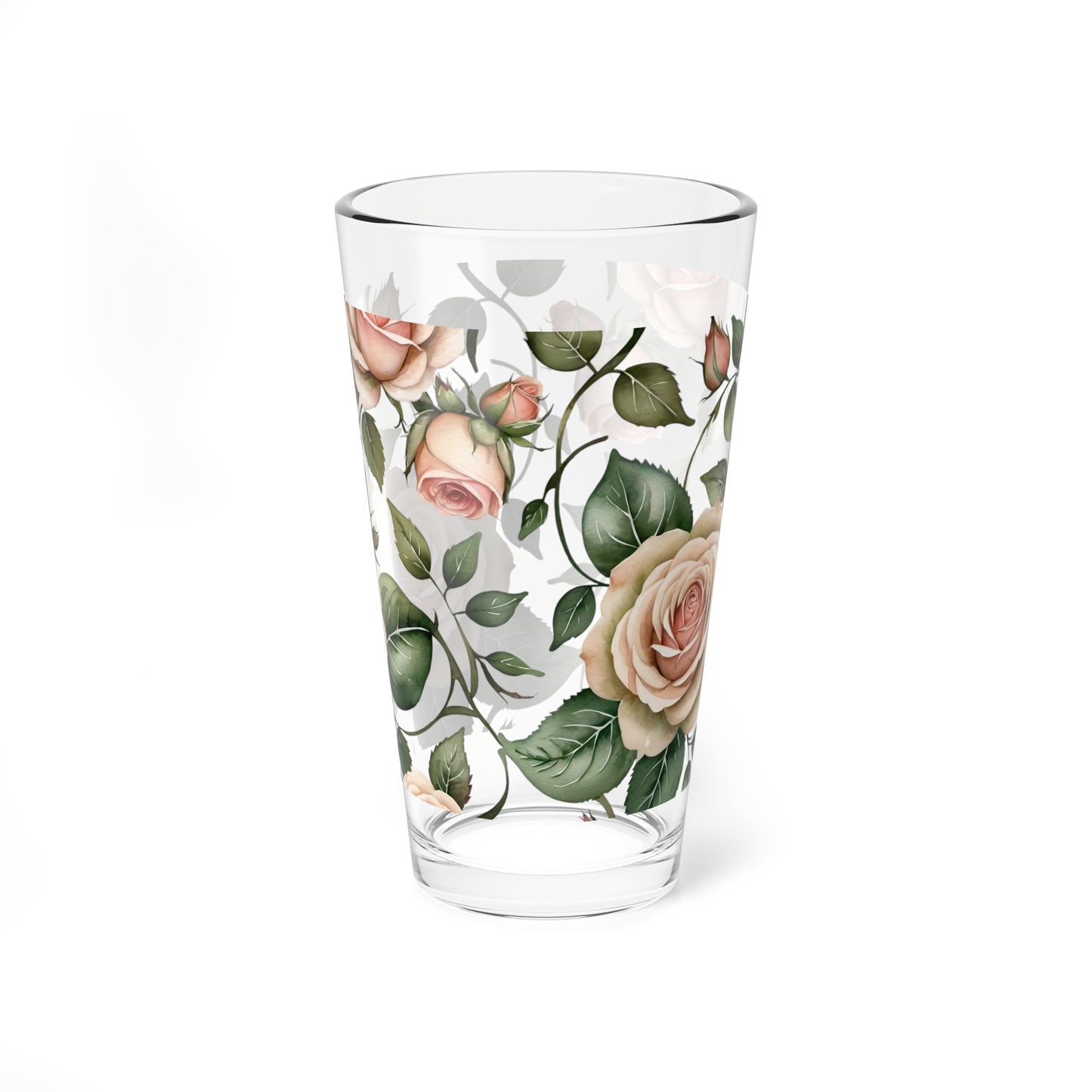 Watercolor Roses Mixing Glass, 16oz